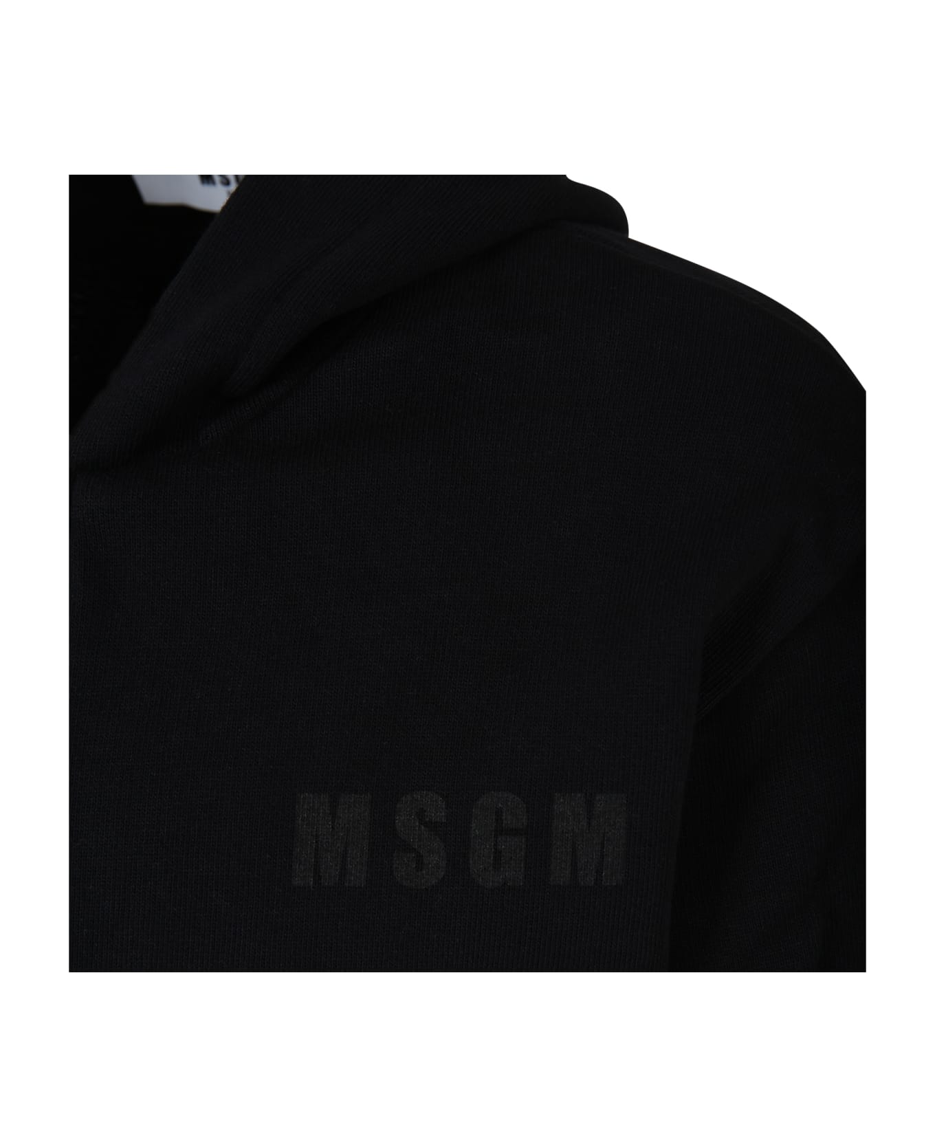 MSGM Black Sweatshirt For Kids With Logo - Nero