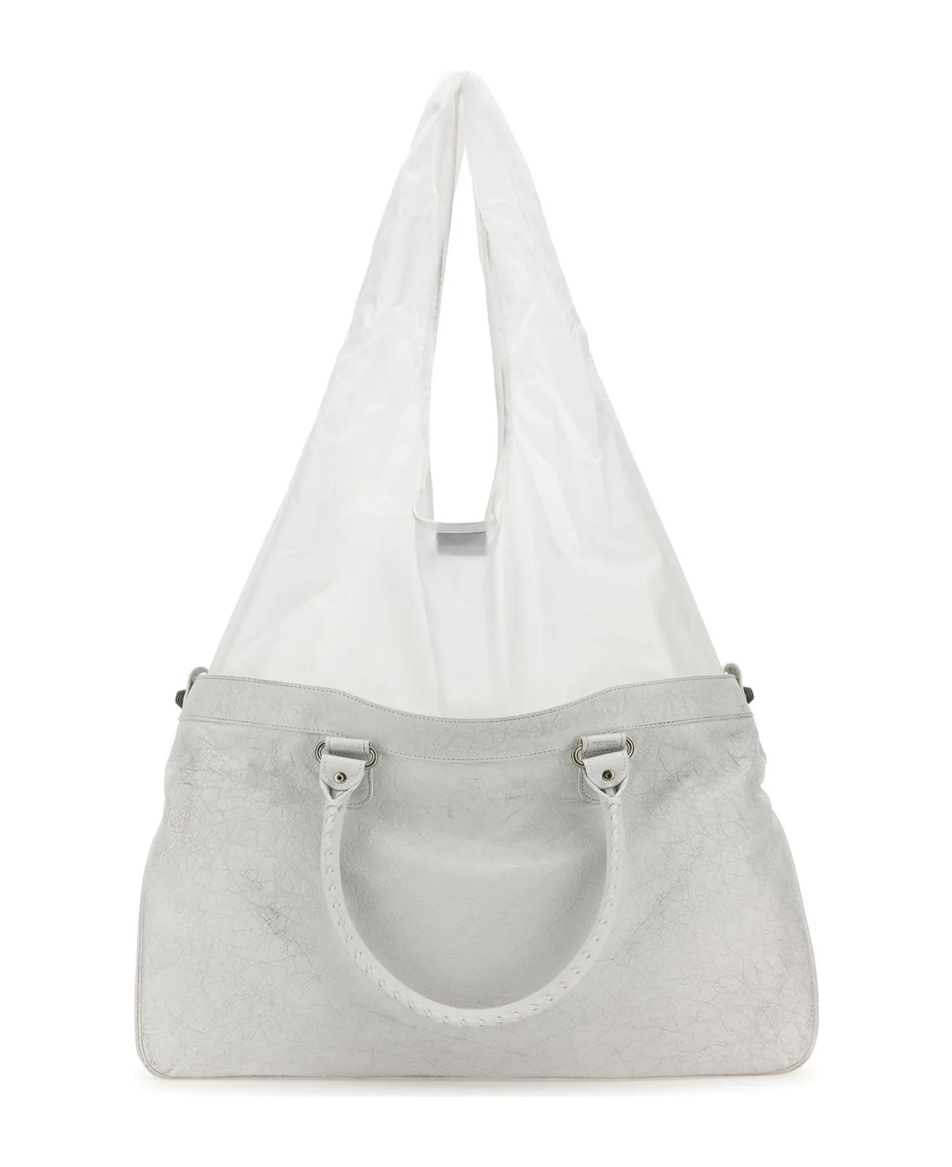 Balenciaga White Leather Neo Cagole Xl Plus Shopping Bag - Opt White/opt White