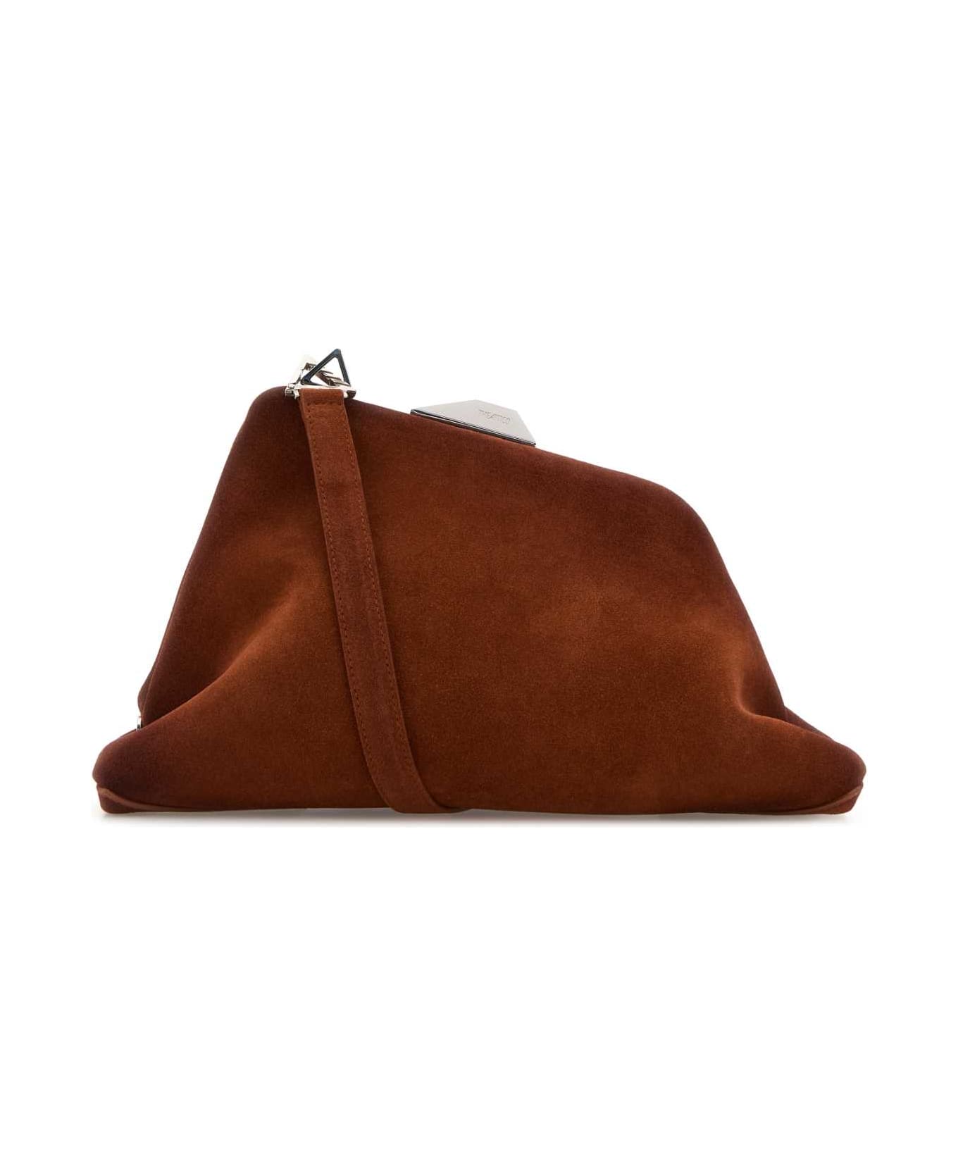 The Attico Caramel Suede Day Off Clutch - LIGHTBROWN