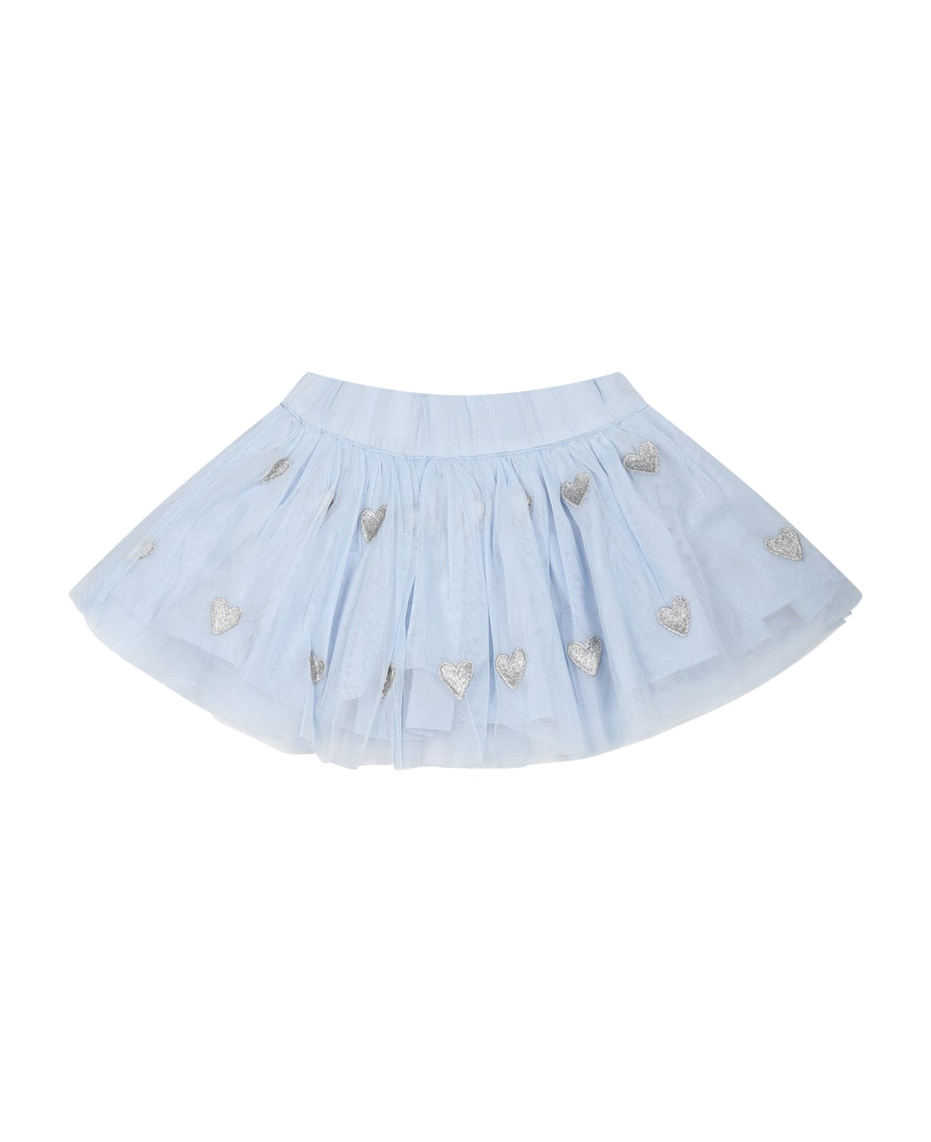 Stella McCartney Kids Light Blue Skirt For Baby Girl With Hearts - Light Blue