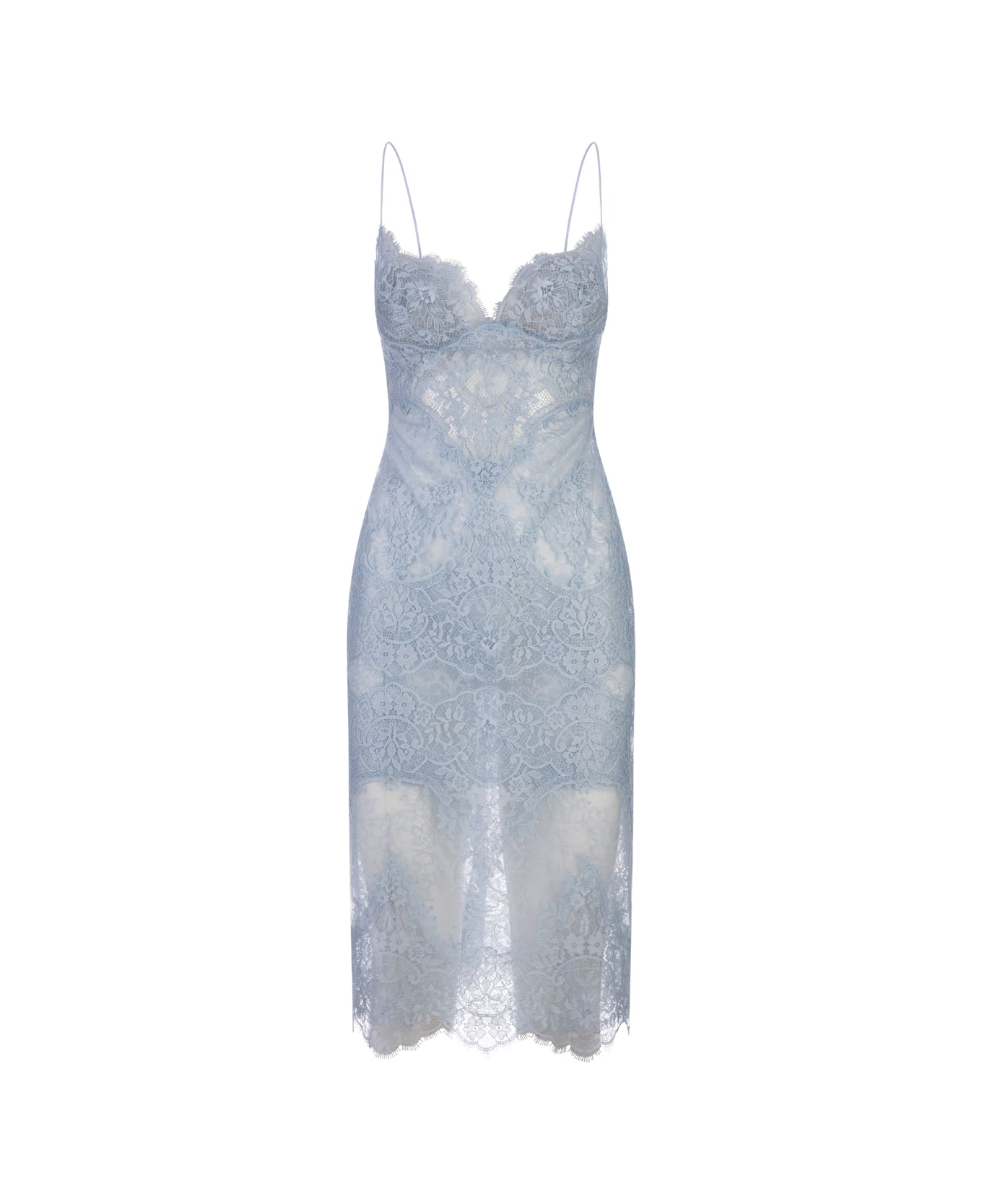 Ermanno Scervino All-over Light Blue Lace Lingerie Dress - Blue ランジェリー＆パジャマ