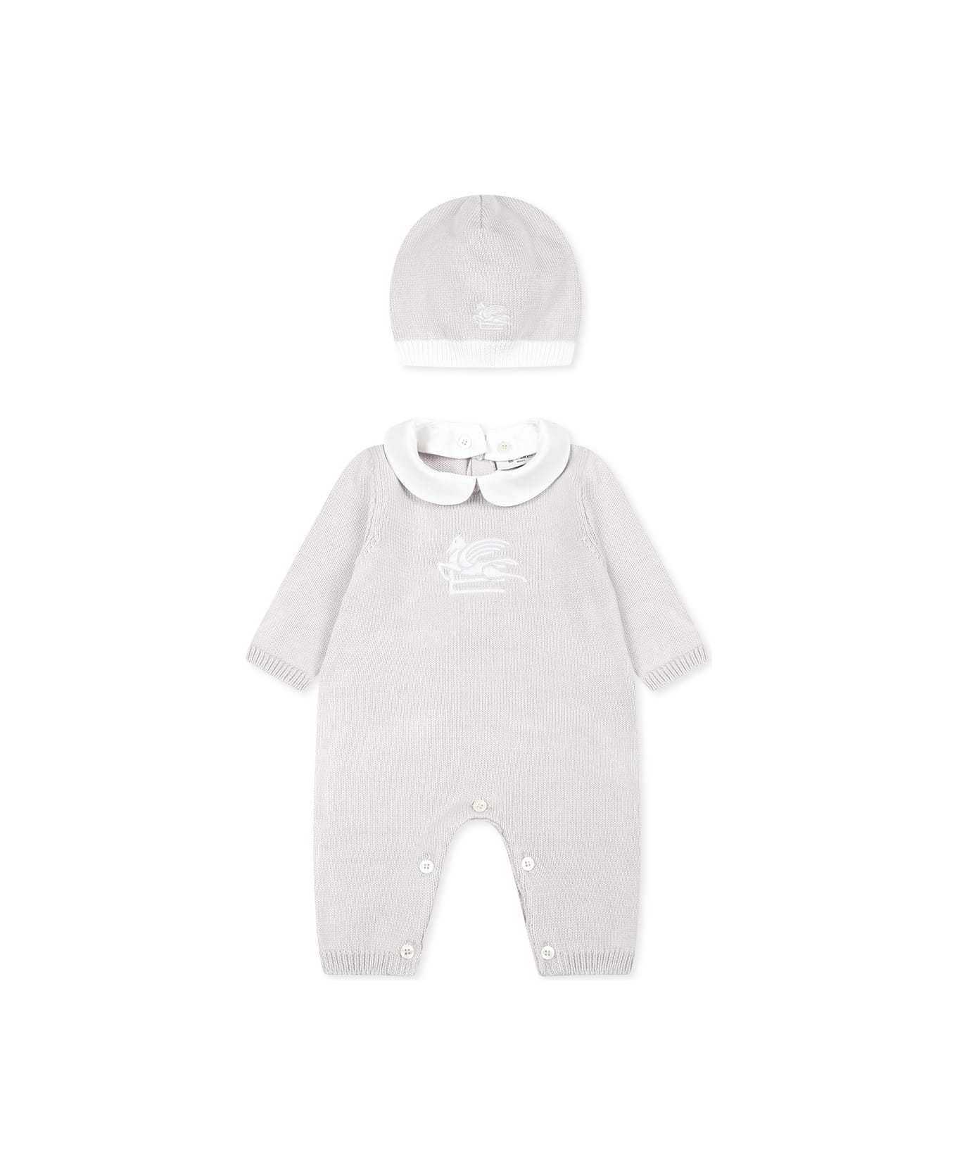 Etro Grey Babygrow Set For Babykids With Pegaso - Grey