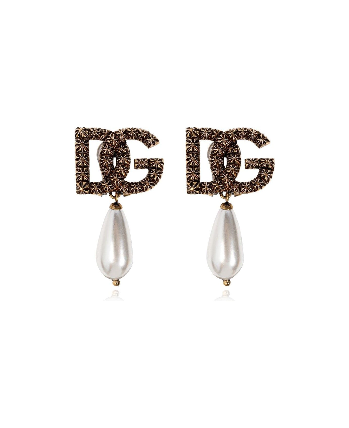 Dolce & Gabbana Dg Logo Drop Earrings - Oro scuro