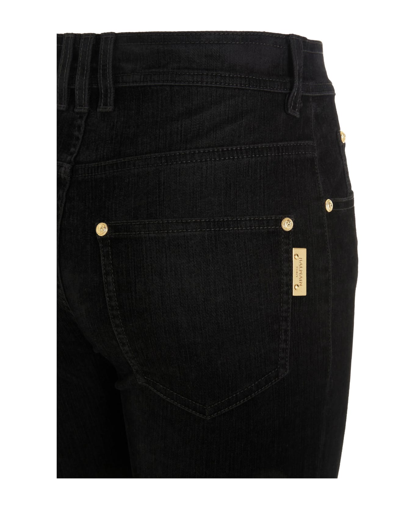 Balmain rayures Button Jeans - Black  