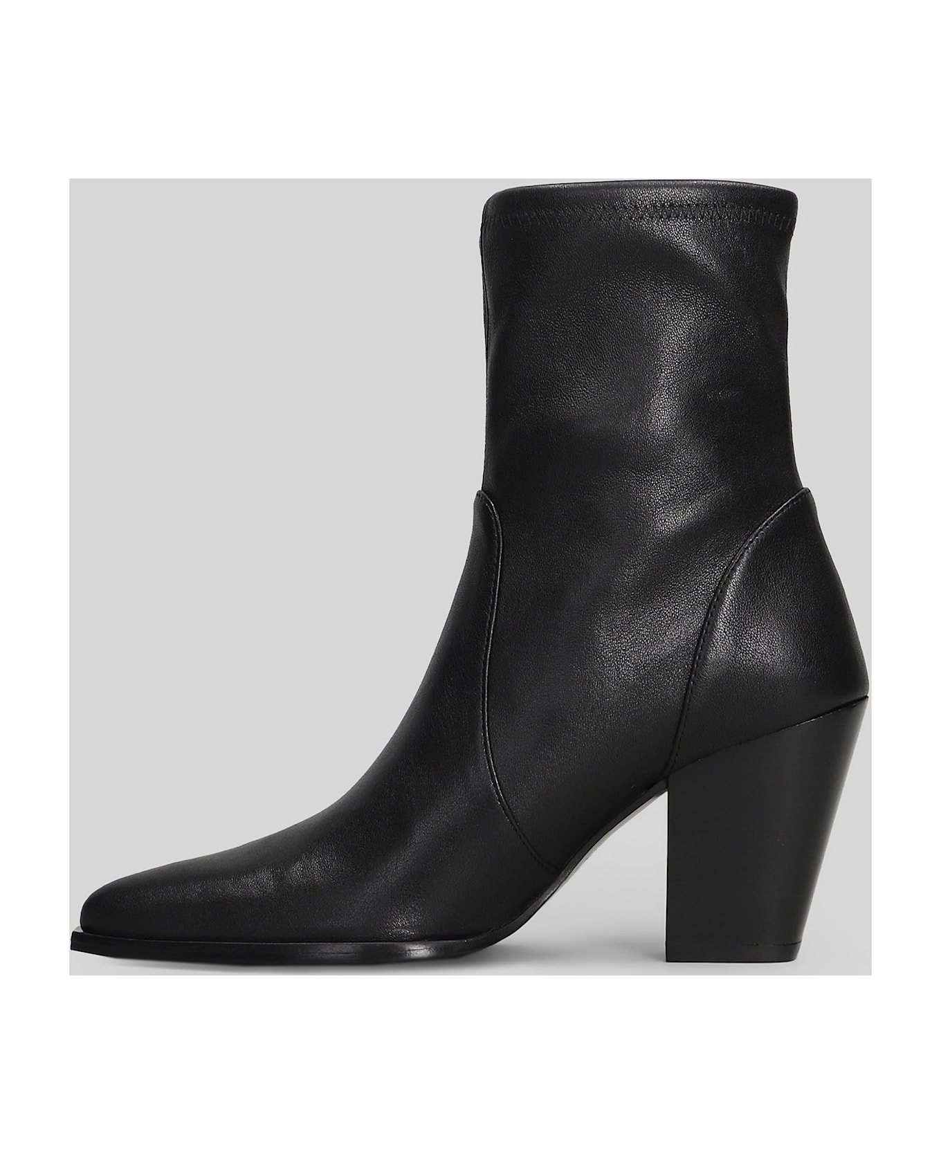 Stuart Weitzman Jolene Bootie High Heels Ankle Boots In Black Leather - black