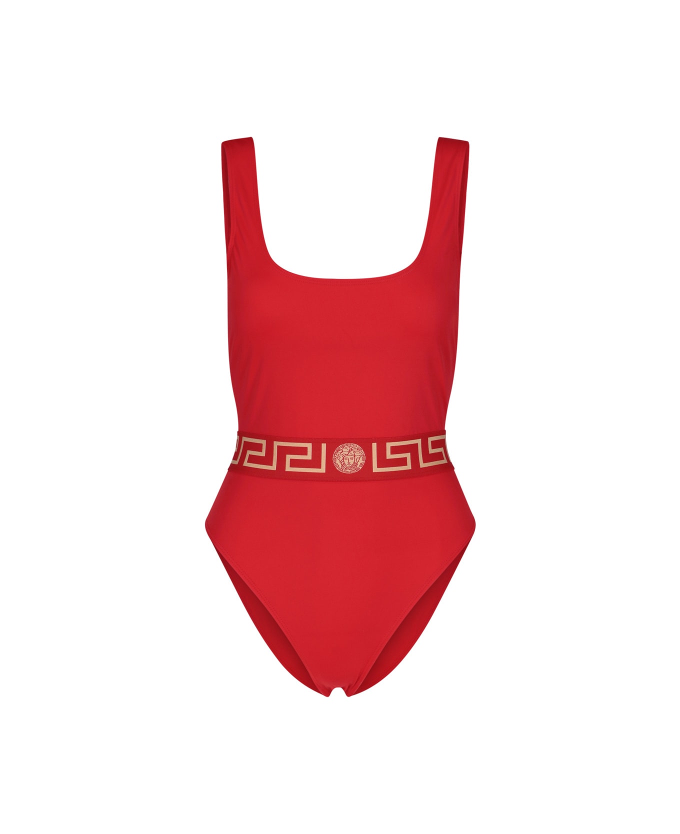 Versace Greca Border One Piece Swimwear - Red