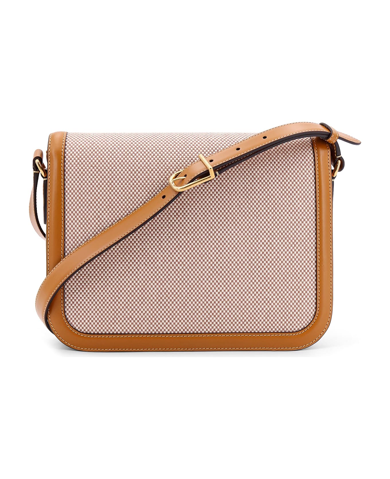 Valentino Garavani Logo Plaque Foldover Top Shoulder Bag - Beige ショルダーバッグ