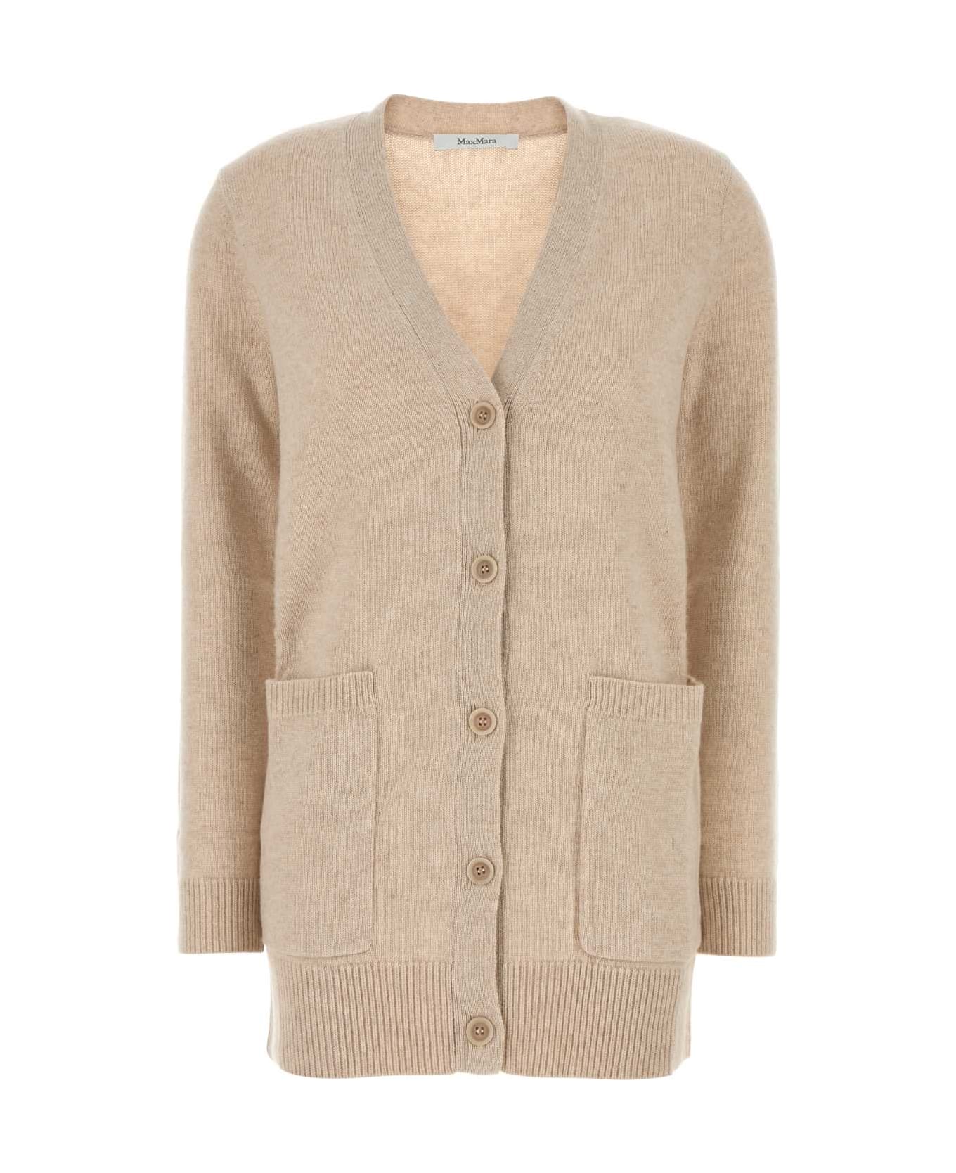 Max Mara Sand Wool Blend Villar Cardigan - DAINO CHIARO