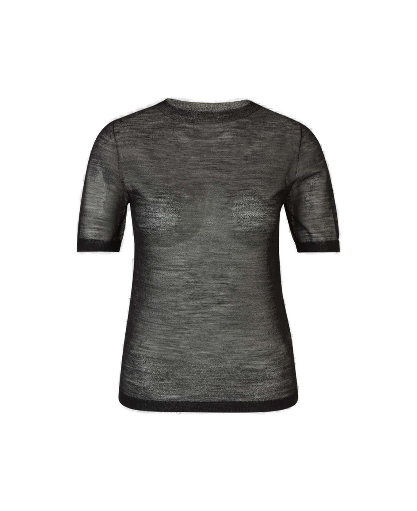 Acne Studios Sheer Knitted T-shirt - BLACK