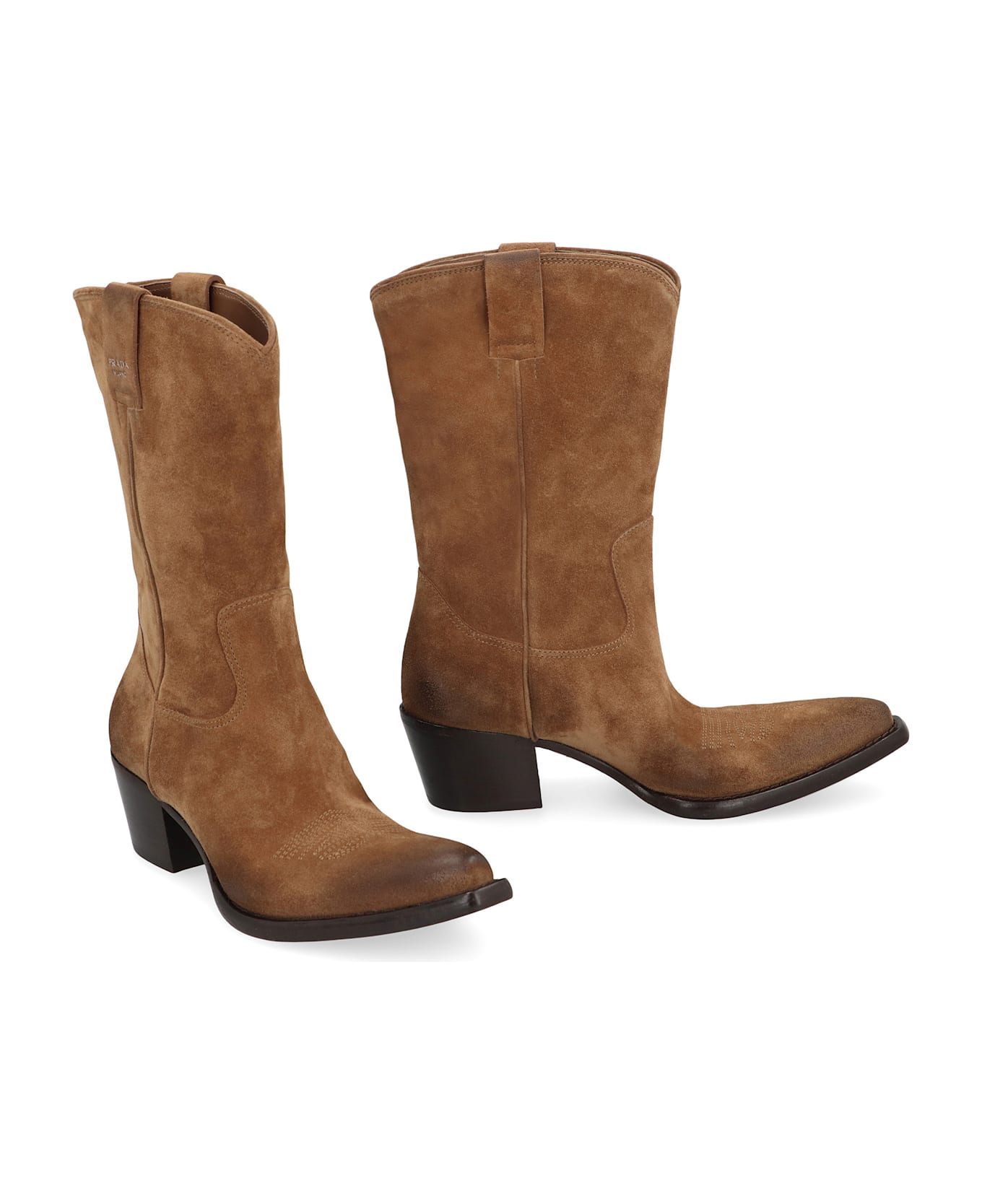 Prada Suede Ankle Boots - TABACCO