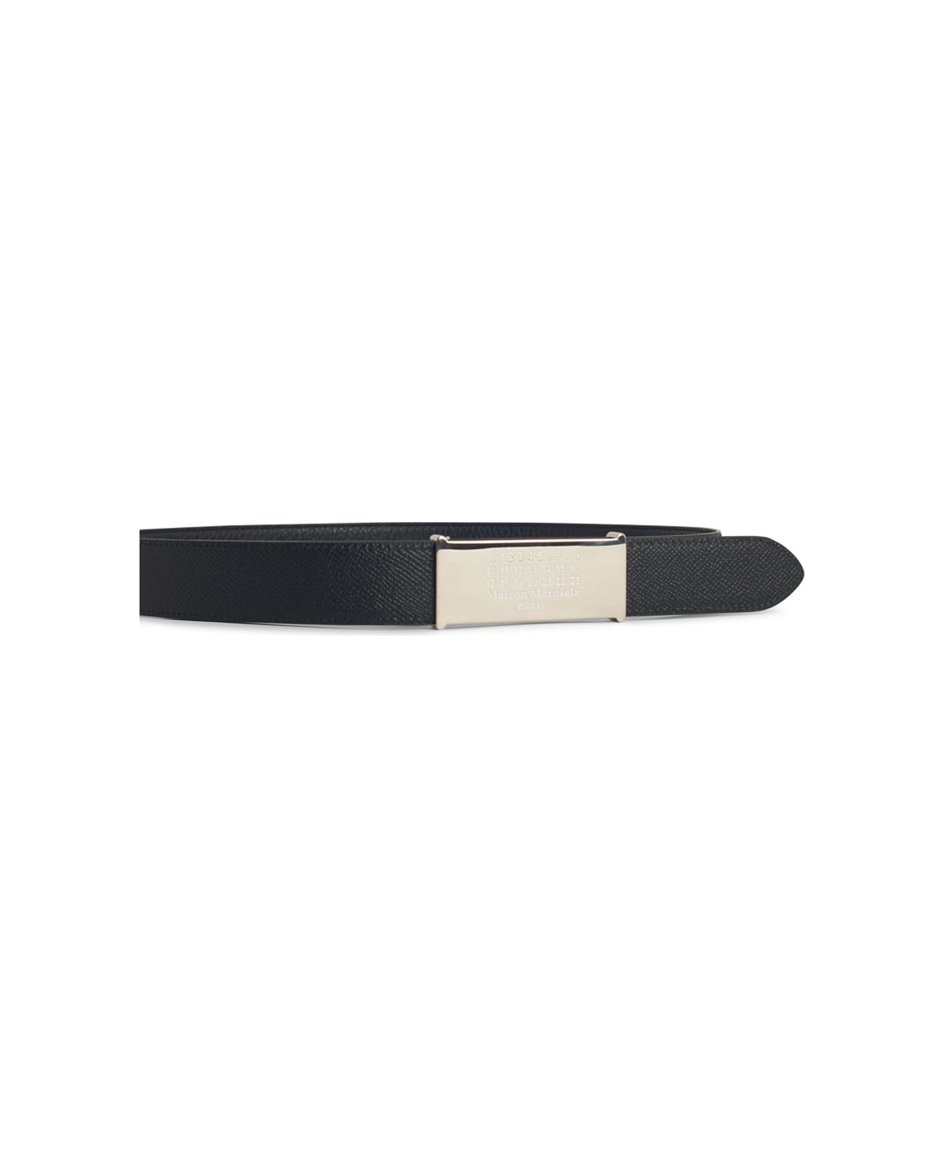 Maison Margiela Reversible Black Leather Belt - Black/Black