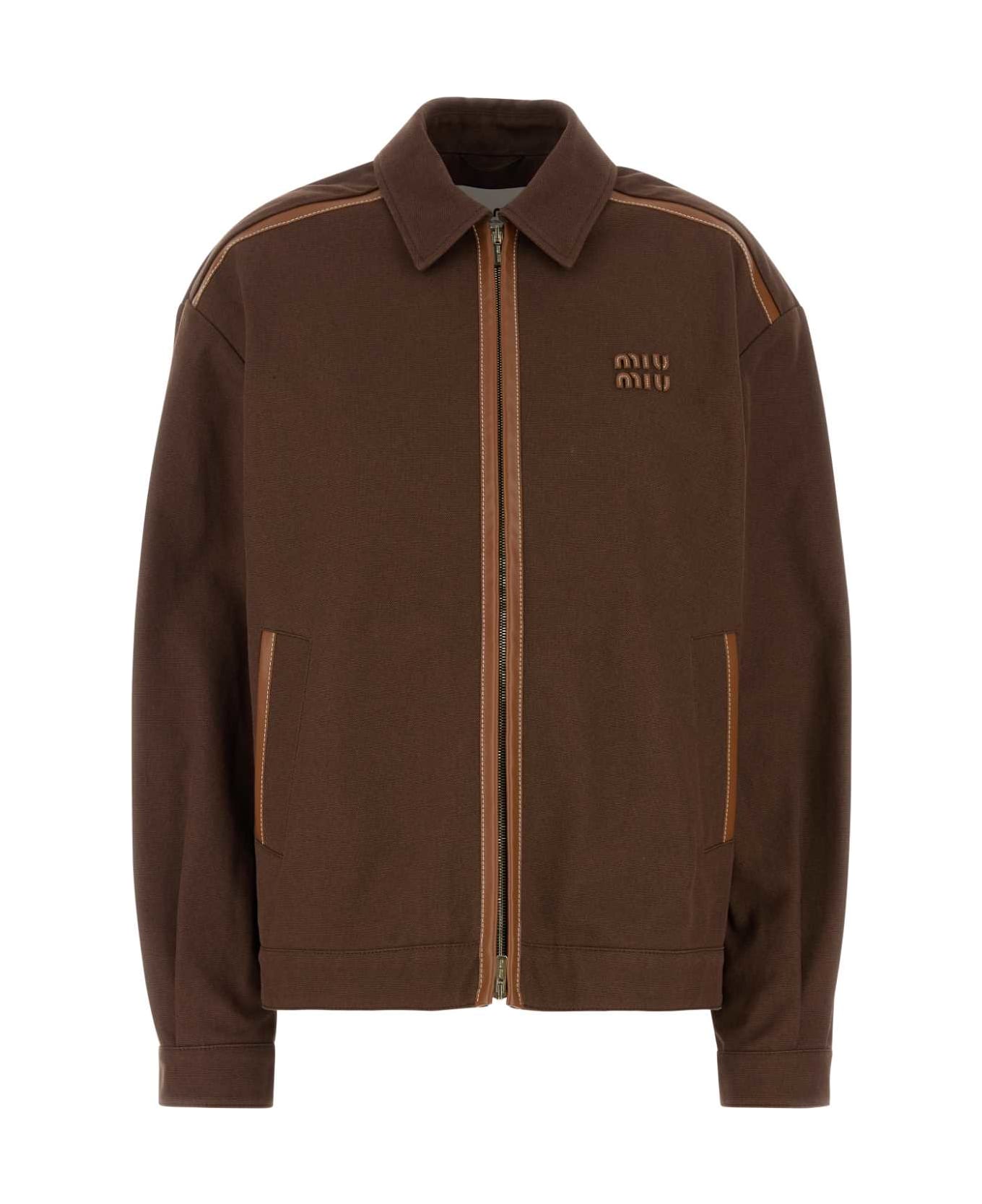 Miu Miu Chocolate Cotton Jacket - CACAO