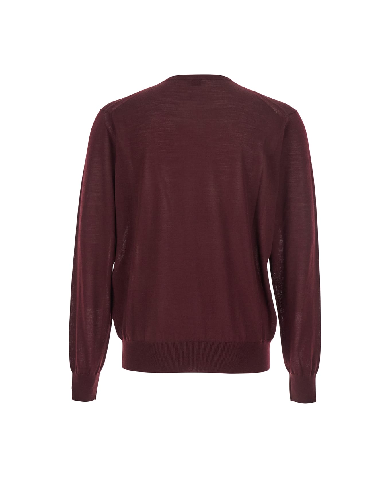 Saint Laurent Bordeaux Crewneck Sweater With Cassandre In Cashmere Man - Bordeaux