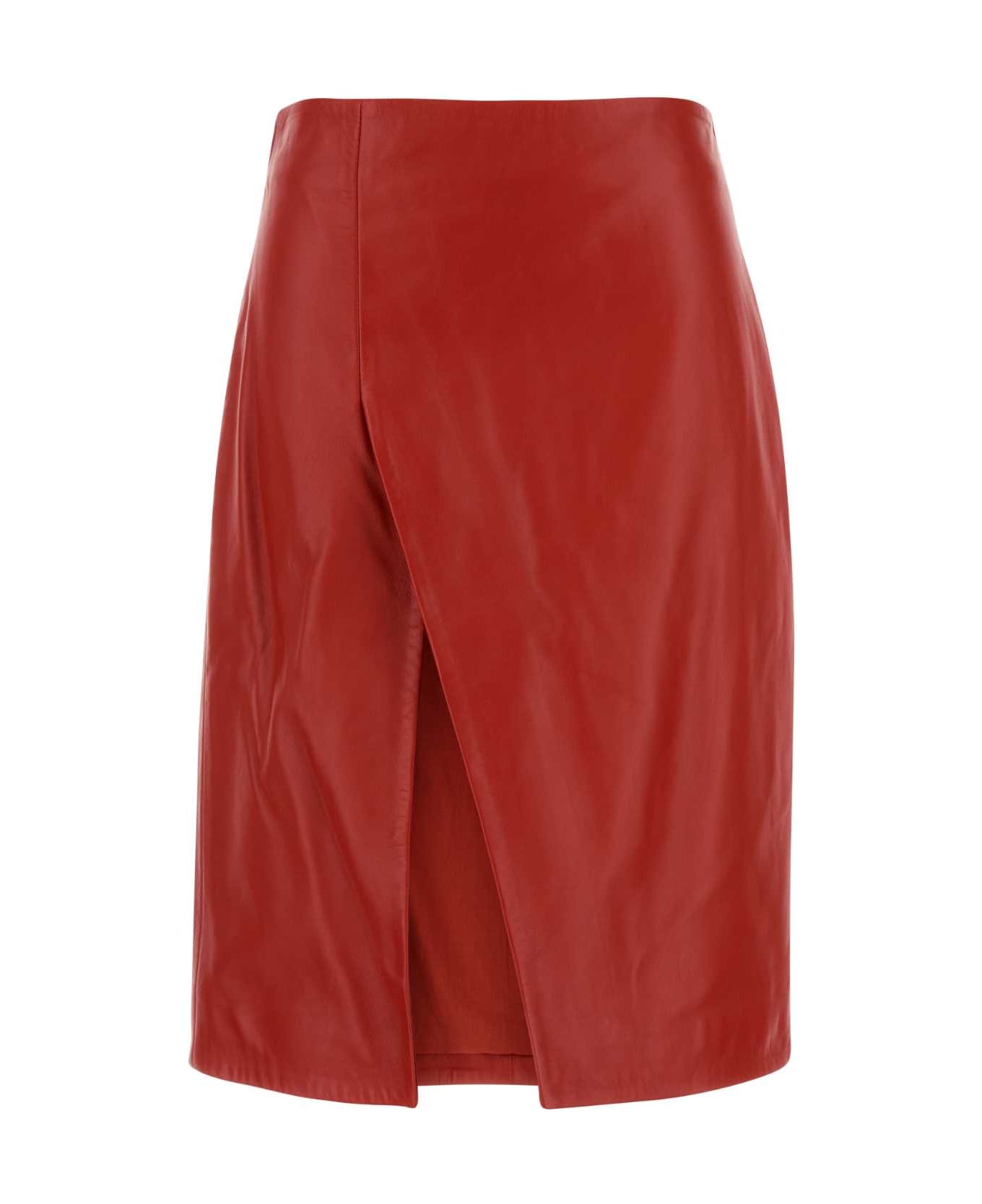 Loulou Studio Red Leather Ekare Skirt - TOMATO