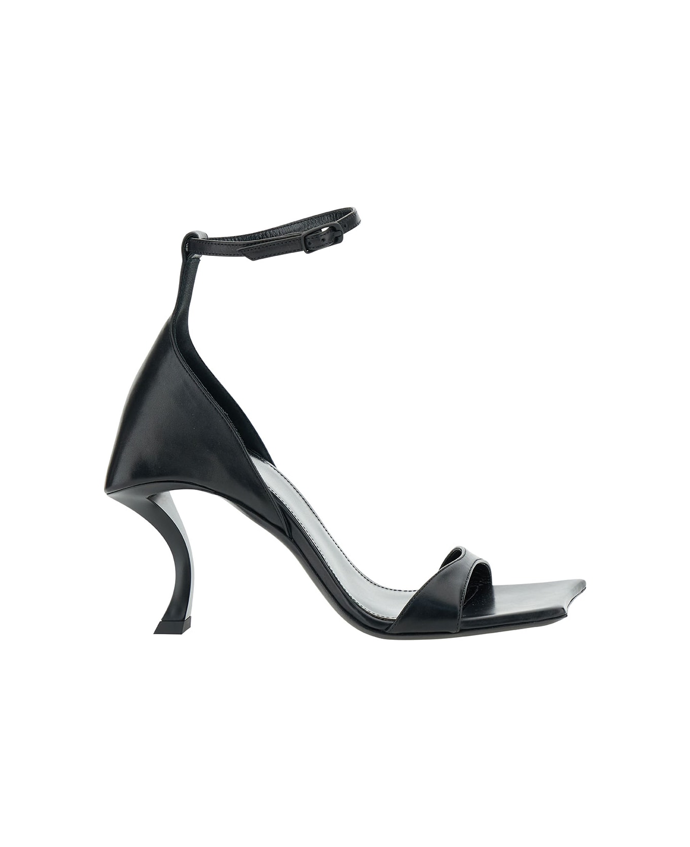 Balenciaga 'hourglass' Black Sandals With Curved Heel In Leather Woman - Black
