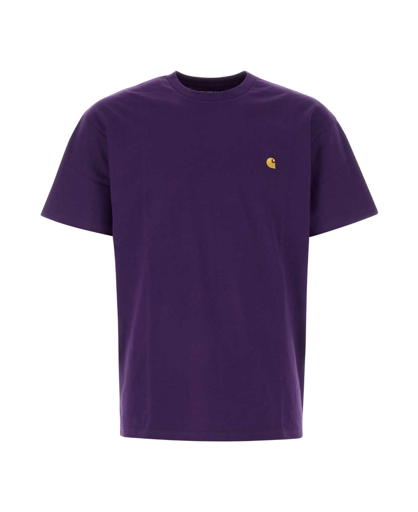 Carhartt Purple Cotton S/s Chasse T-shirt - GOLD