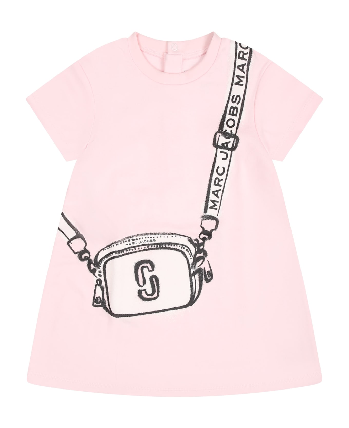Marc Jacobs Pink Dress For Baby Girl With Iconic Bag - Pink ウェア