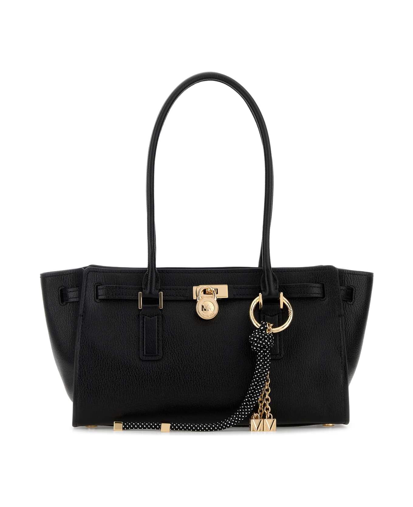 Michael Kors Black Leather Hamilton Shopping Bag - BLACK
