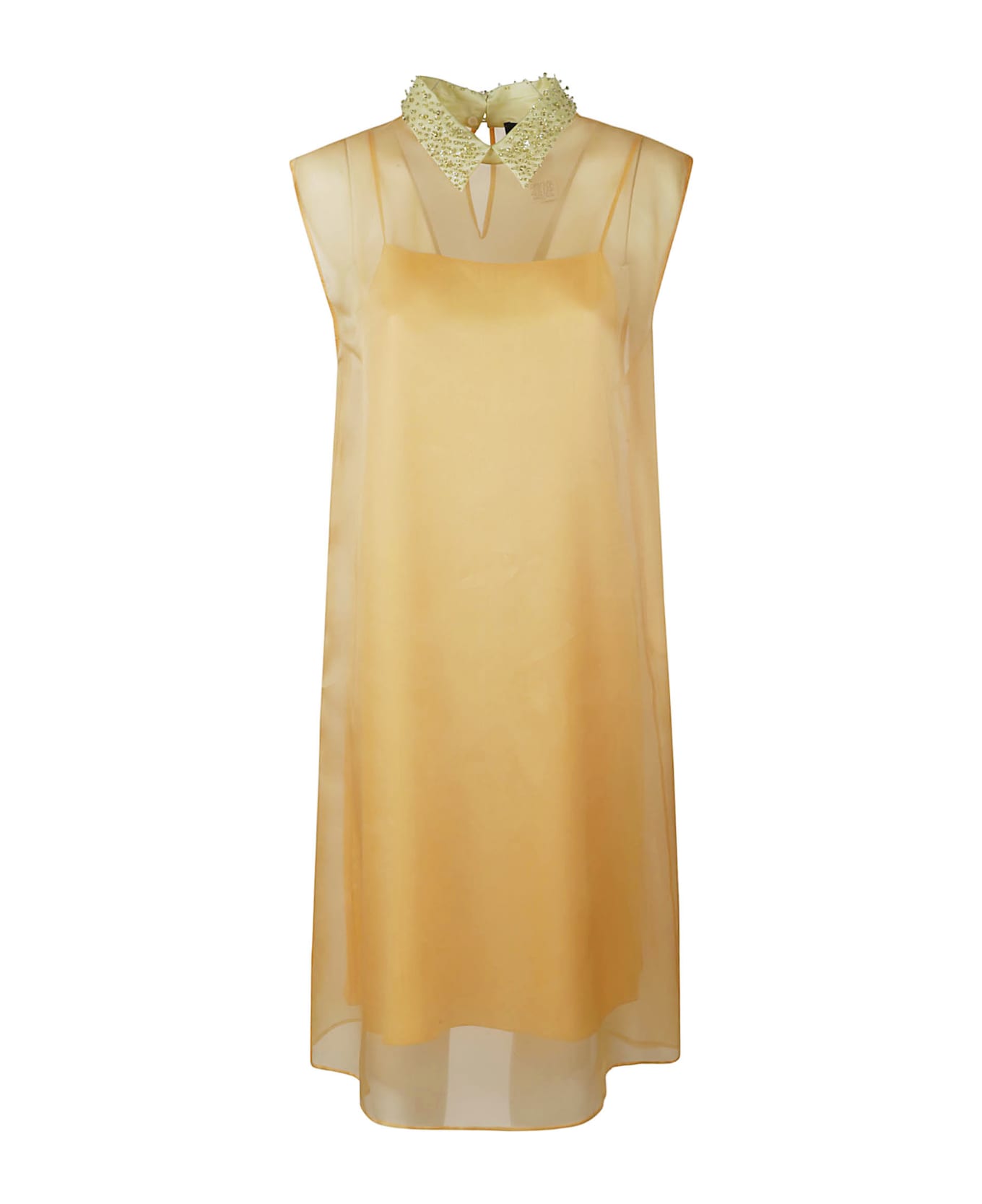 Fabiana Filippi Lace Paneled Sleeveless Dress - MANDARINO/PISTACCHIO