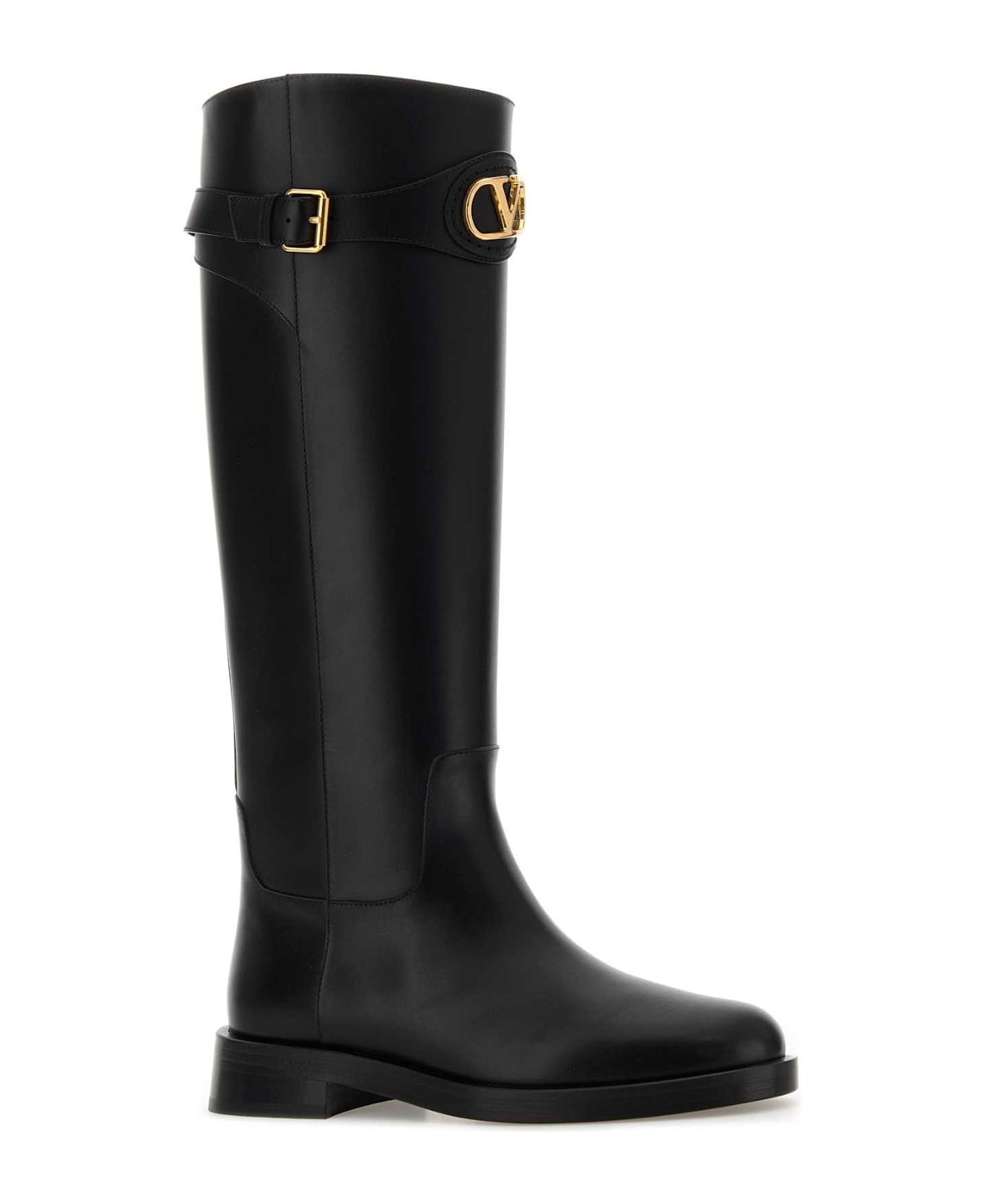 Valentino Garavani Black Leather Vlogo Signature Boots - NERO