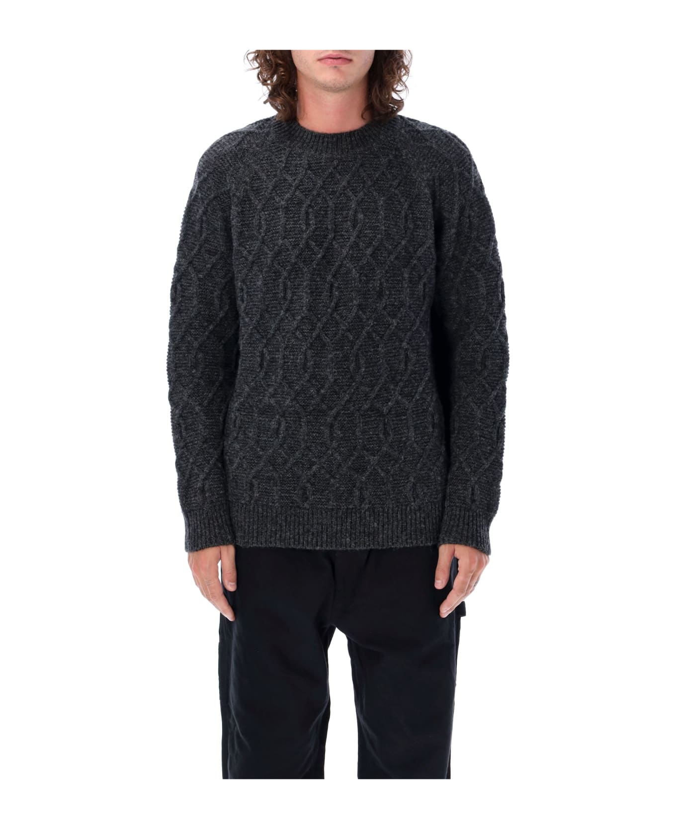 Comme des Garçons Homme Crewneck Wool Cable Sweater - CHARCOAL
