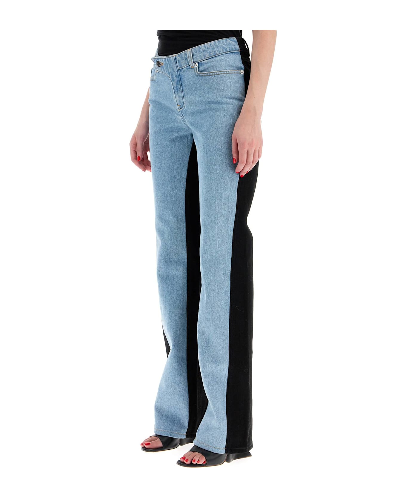 Mugler Bicolor Straight Leg Jeans With Two - TOKYO BLUE BLACK (Blue)