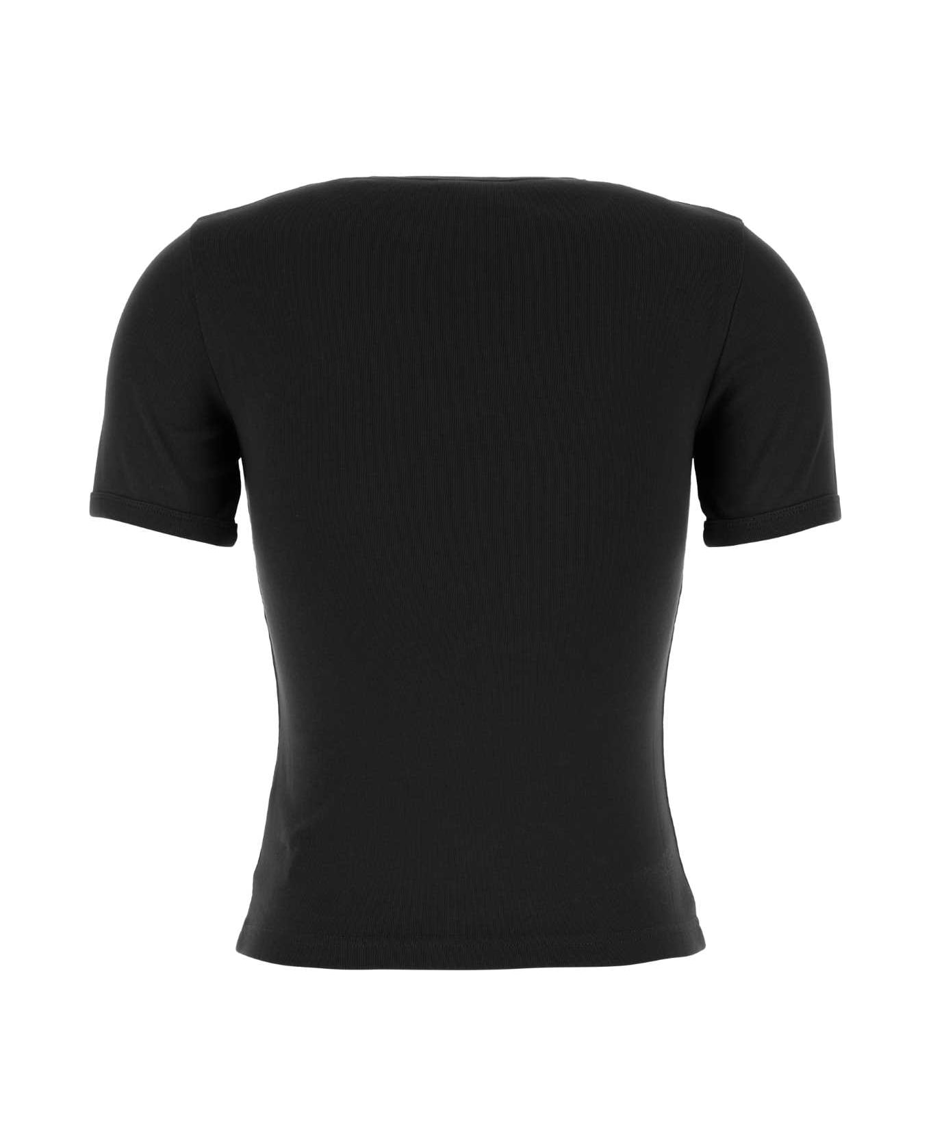 Courrèges Black Cotton T-shirt - Black