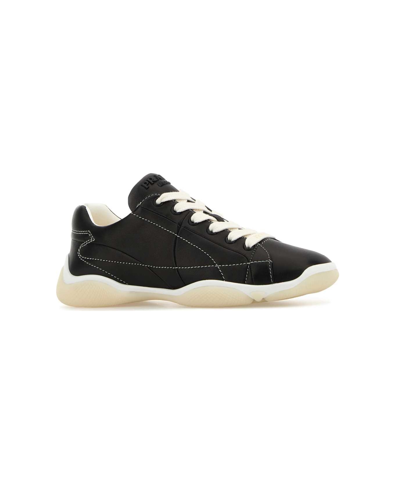 Prada Black Leather Sneakers - NERO 1
