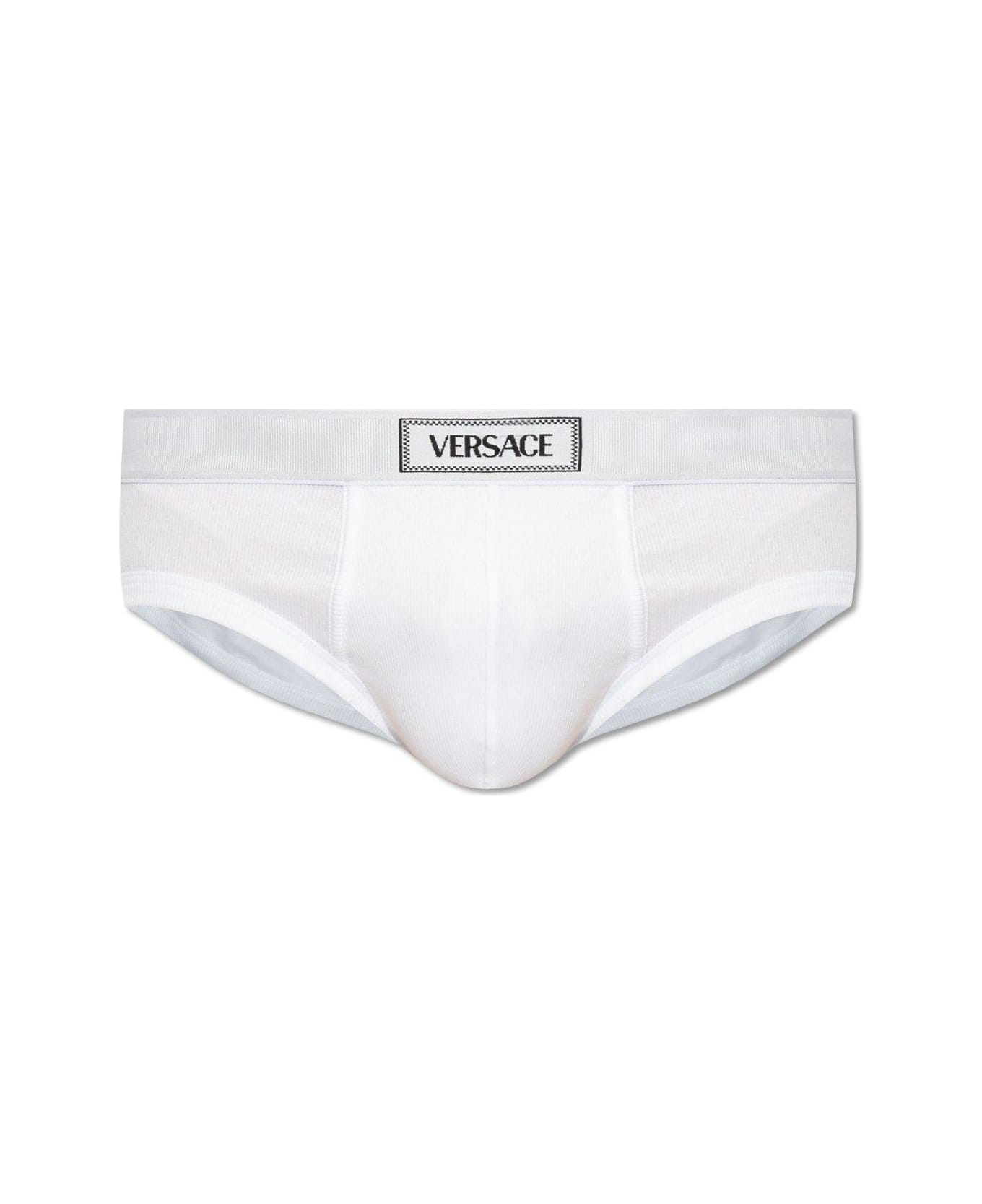Versace 90s Logo-waistband Stretched Briefs - White ショーツ
