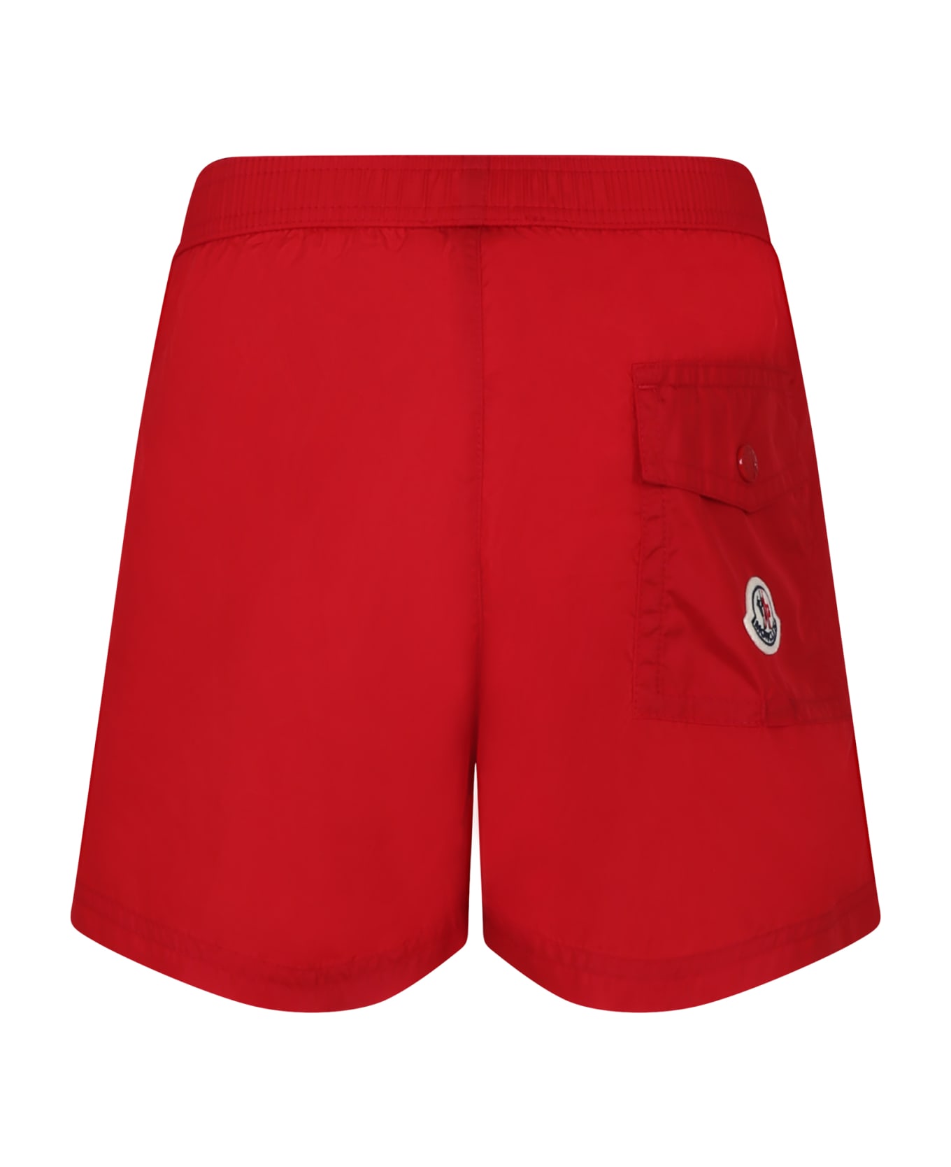 Moncler Red Swim Shorts Fo Boy With Logo - Red
