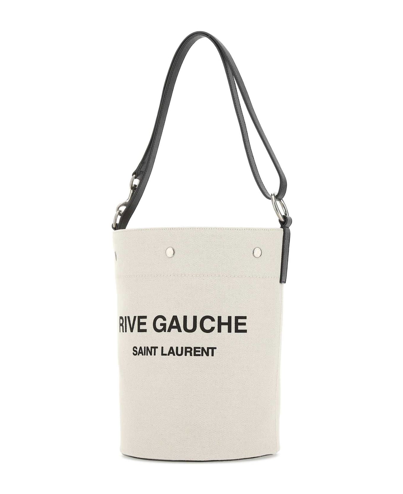 Saint Laurent Ivory Canvas Rive Gauche Bucket Bag - 9024