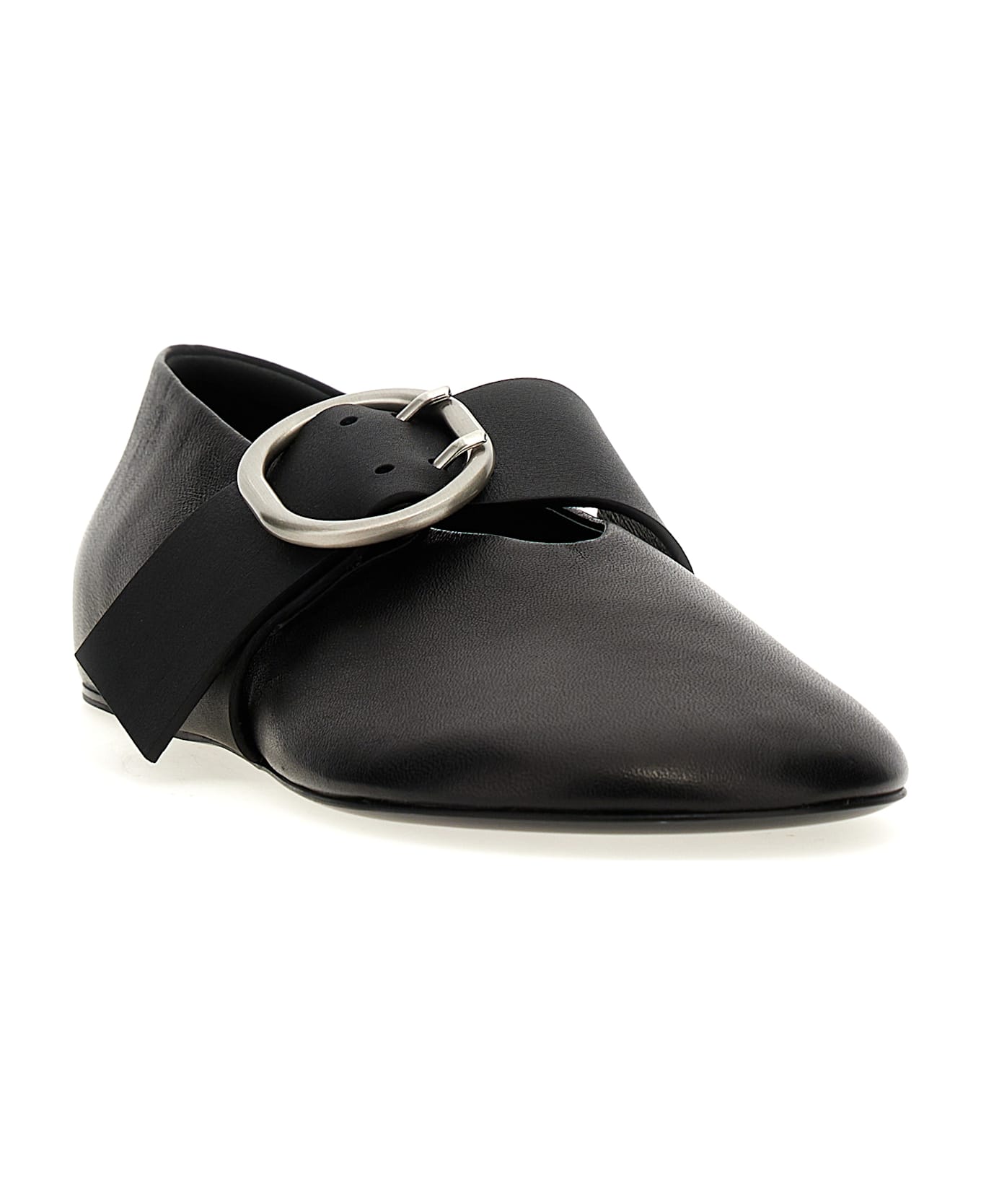 Jil Sander Buckle Ballet Flats - Black