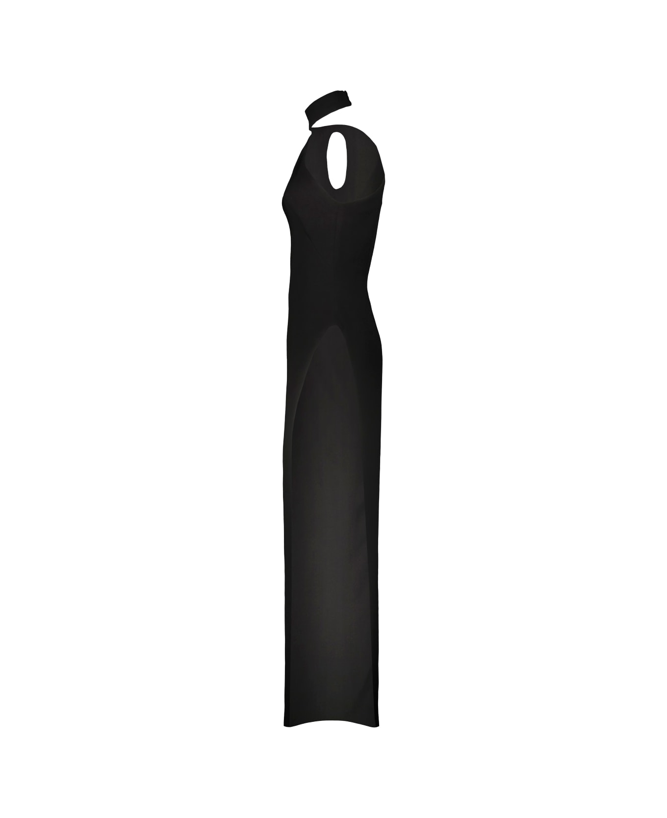 Monot Asymmetric Shoulder Dress - Black