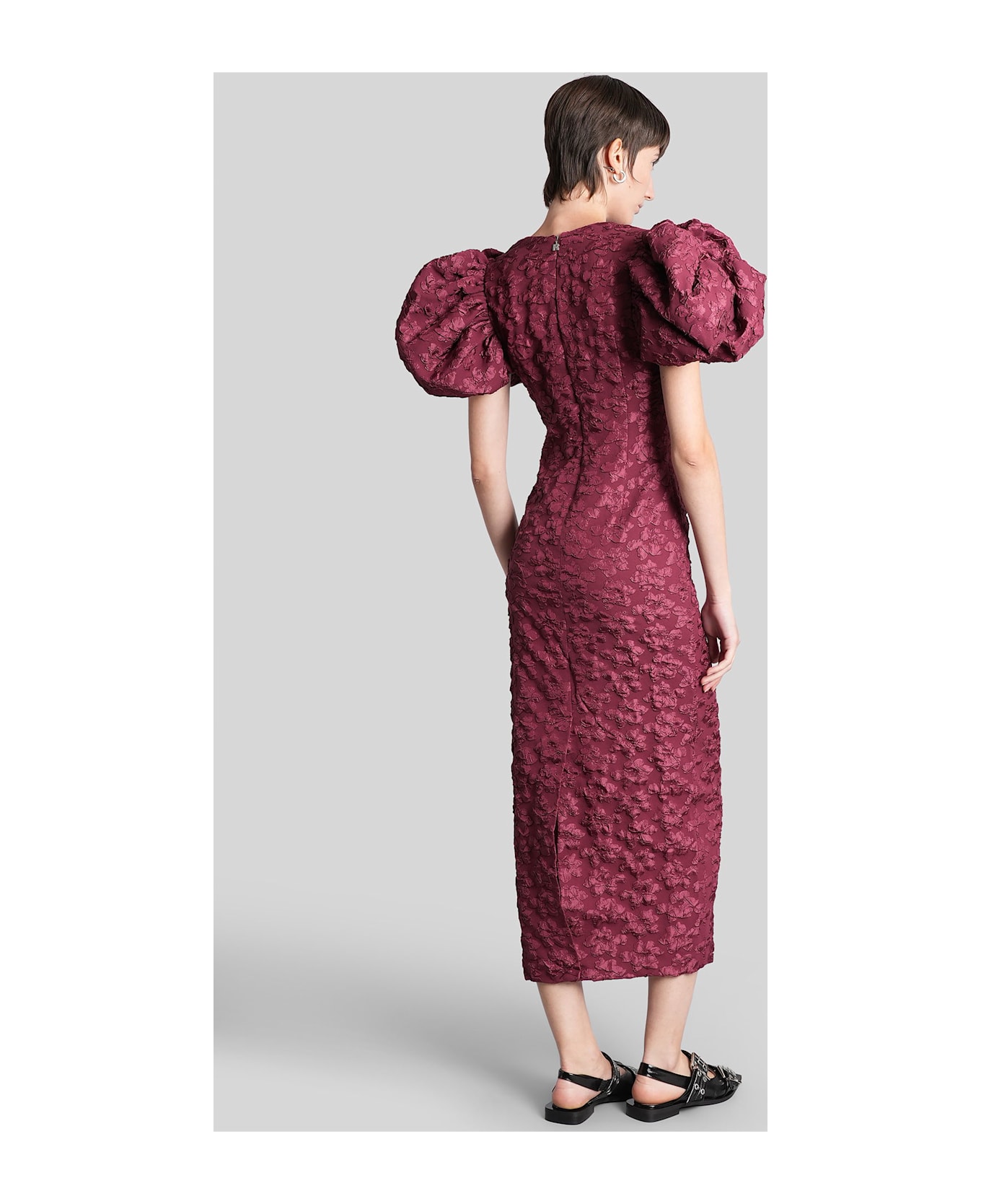Rotate by Birger Christensen Long Dress In Bordeaux Polyester - bordeaux