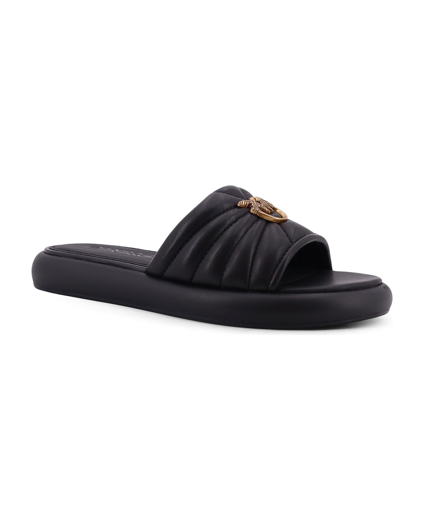 Pinko Fiona Low Leather Sandals - Black