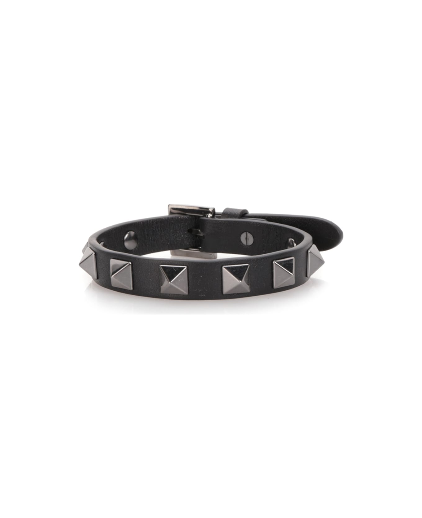 Valentino Garavani Black Leather Bracelet - Black