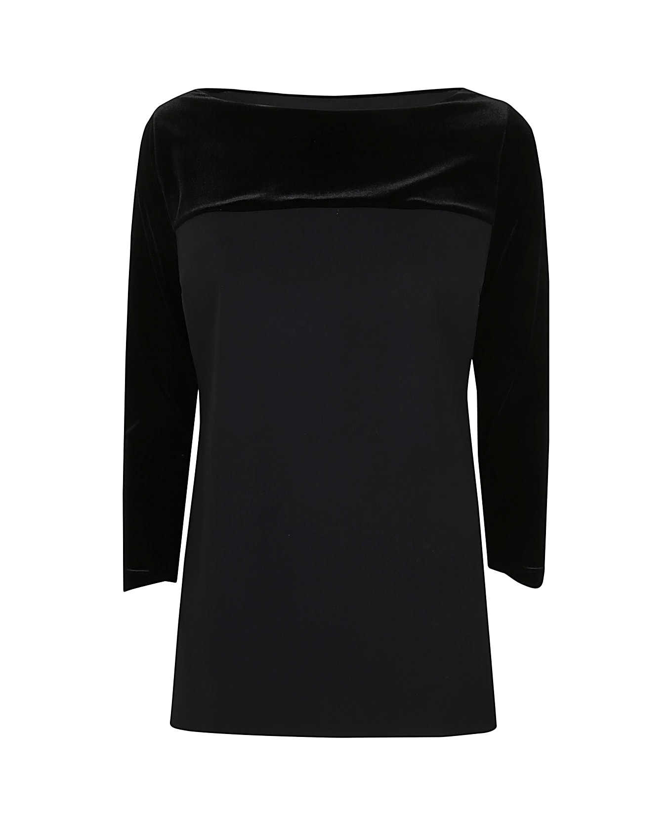 La Petit Robe Di Chiara Boni Danzi Velvet Top Jersey - Black