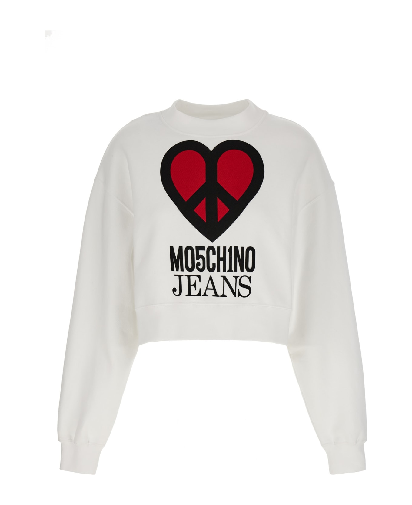 M05CH1N0 Jeans Logo Sweatshirt - WHITE フリース