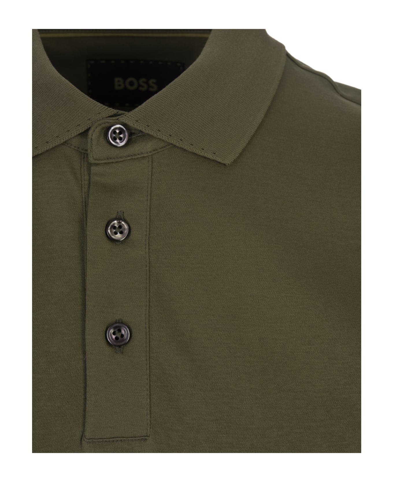 Hugo Boss Military Green Knitted Polo Shirt - Green