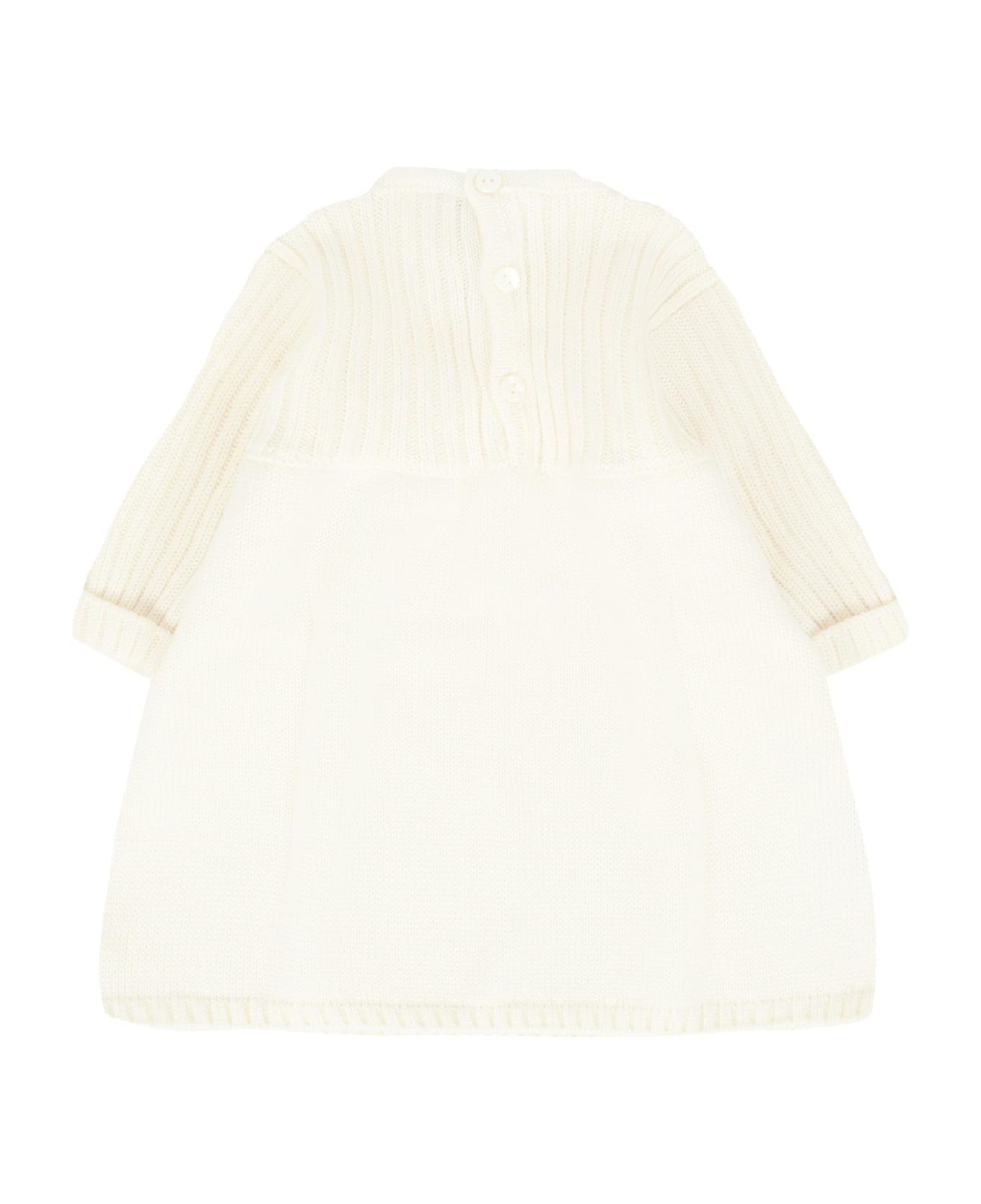 Little Bear Ivory Dress For Baby Girl - Ivory