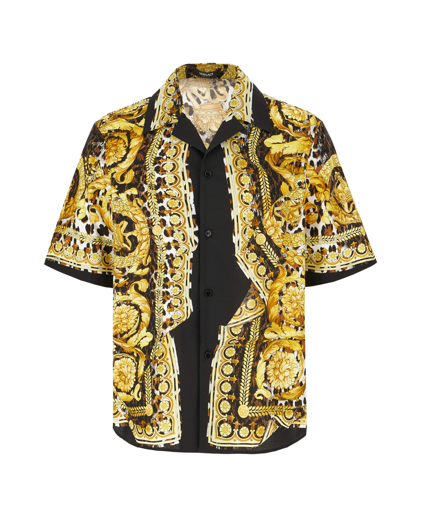 Versace Printed Poplin Shirt - BLACK/YELLOW