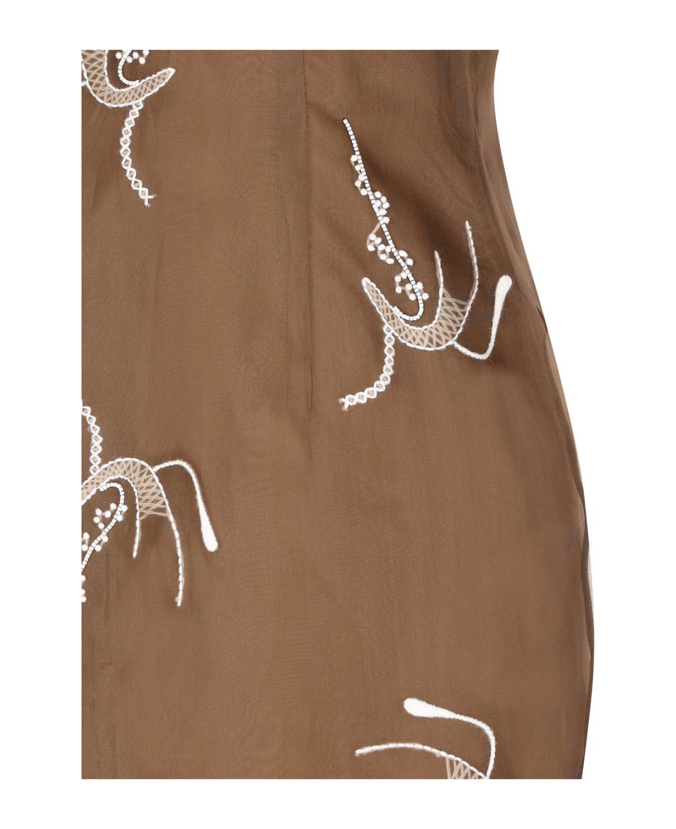 Prada Allover Embroidered Sleeveless Midi Dress - Mimetico