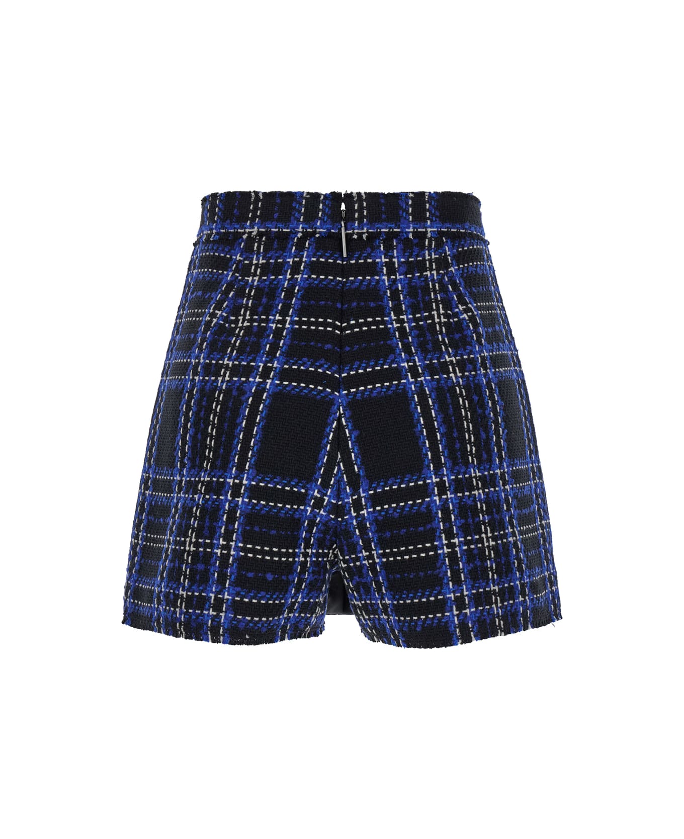 MSGM Black And Blue Skorts With Check Motif In Fabric Woman - Black