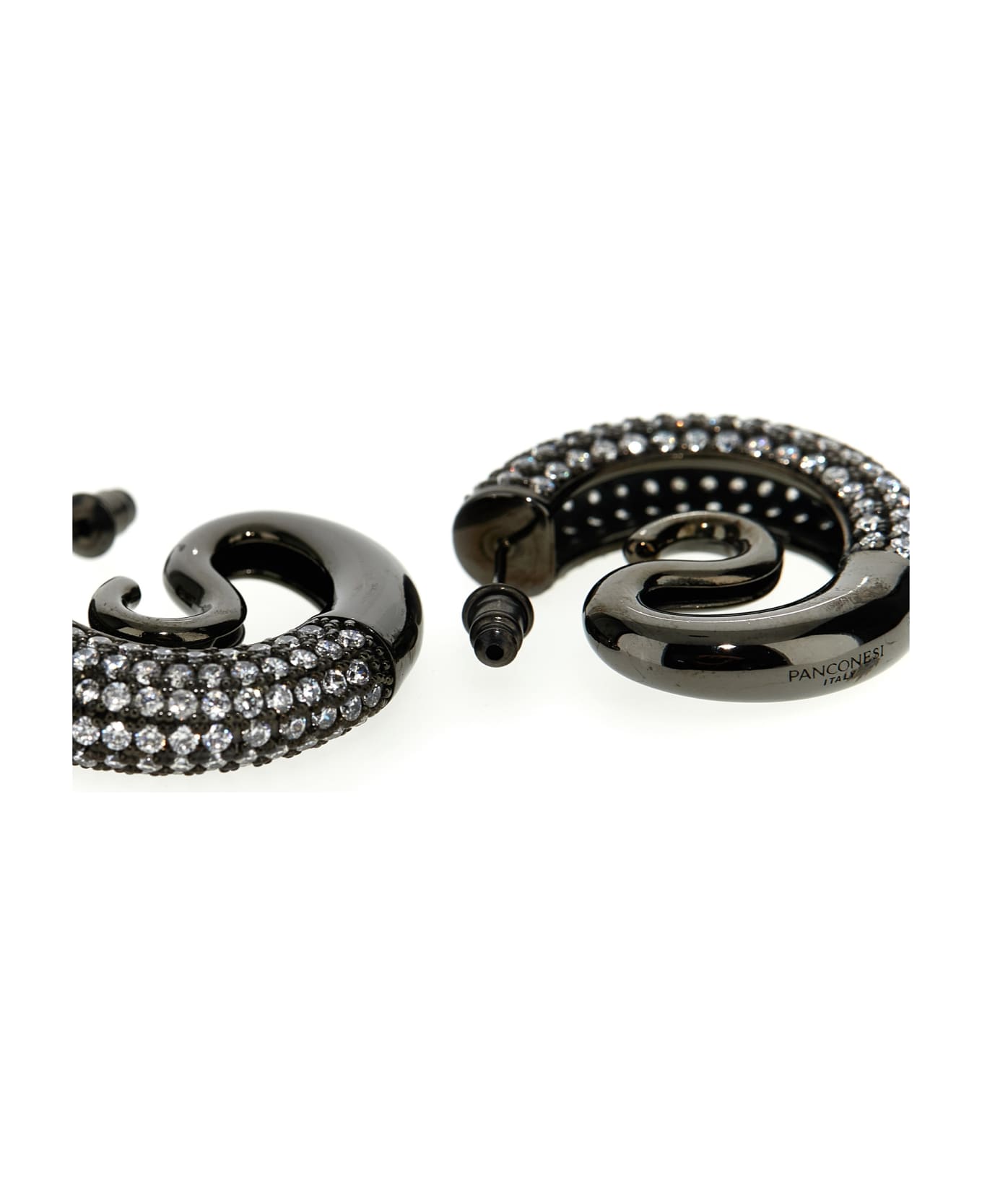 Panconesi 'crystal Serpent Hoops' Earrings - Silver