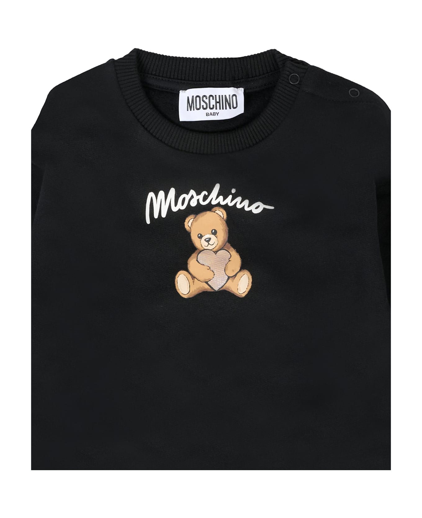 Moschino Black Sweatshirt For Baby Girl With Teddy Bear - Black