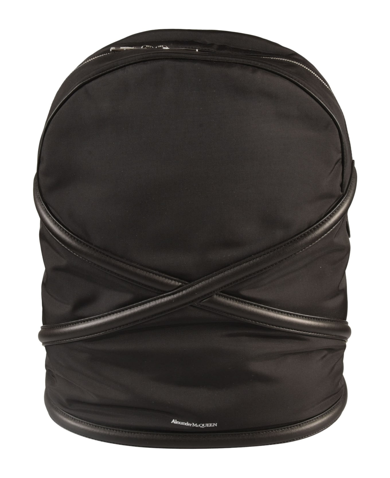 Alexander McQueen Harness Leather Details Nylon Backpack - black