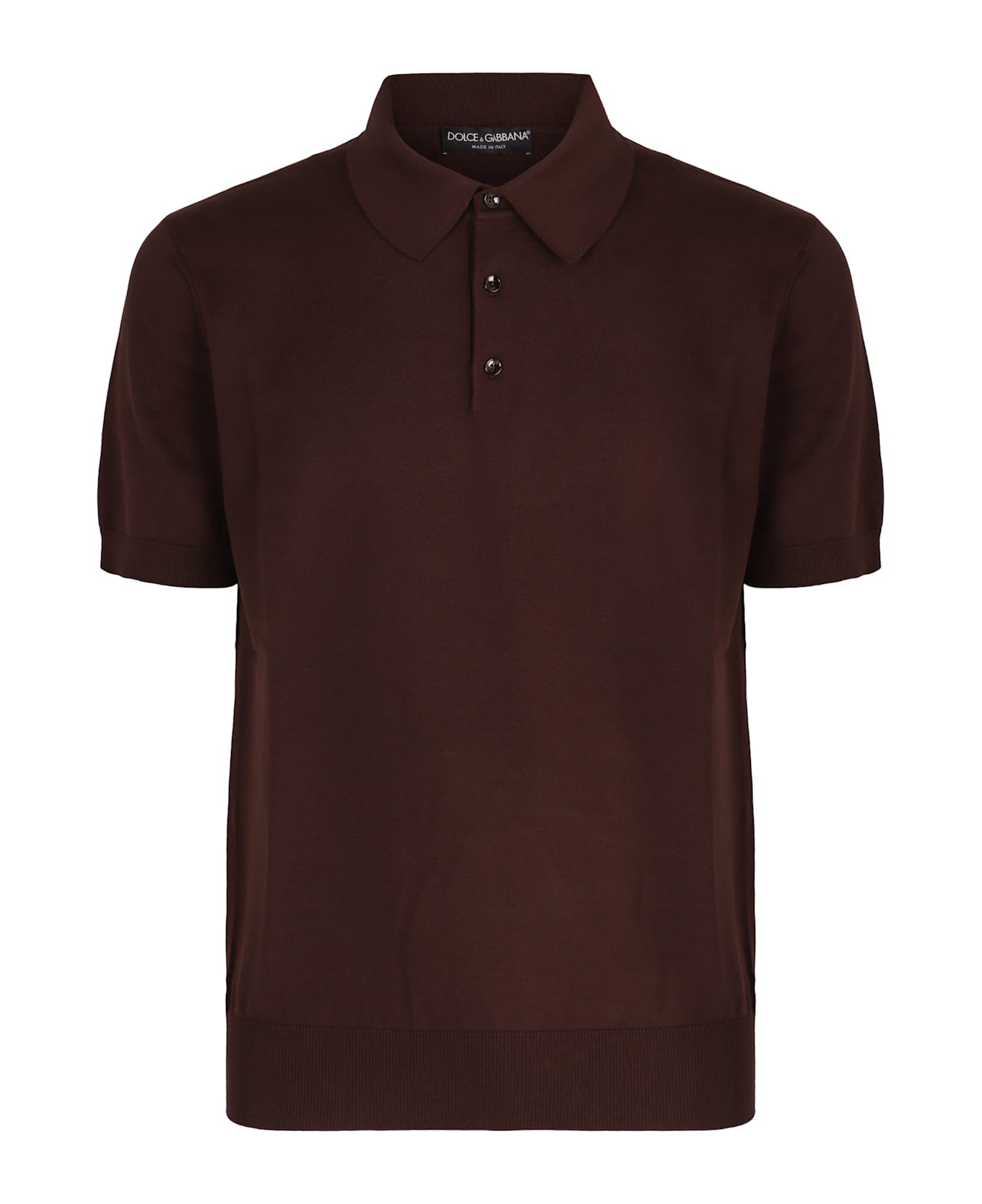 Dolce 
Gabbana Knitted Cotton Polo Shirt - MARRONE