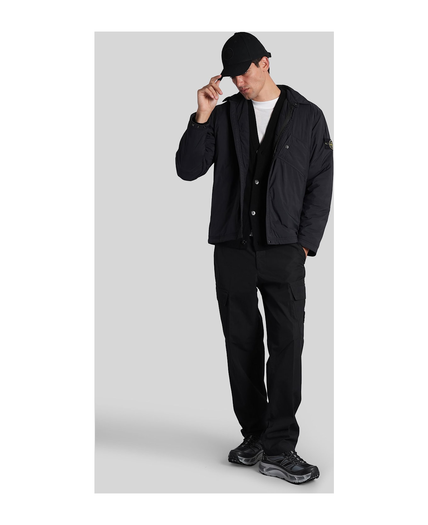 Stone Island Casual Jacket In Black Polyamide - black
