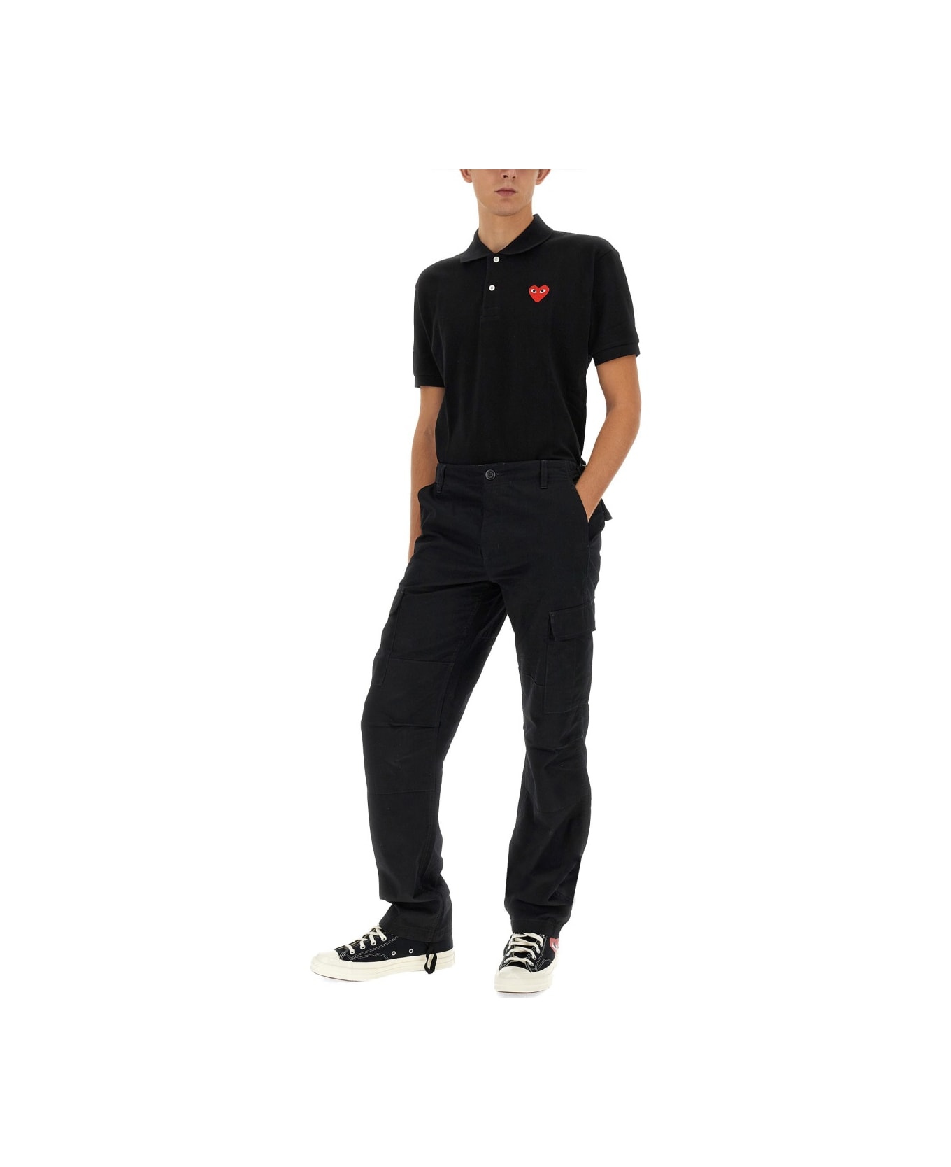 Comme des Garçons Play Polo With Logo Embroidery - BLACK
