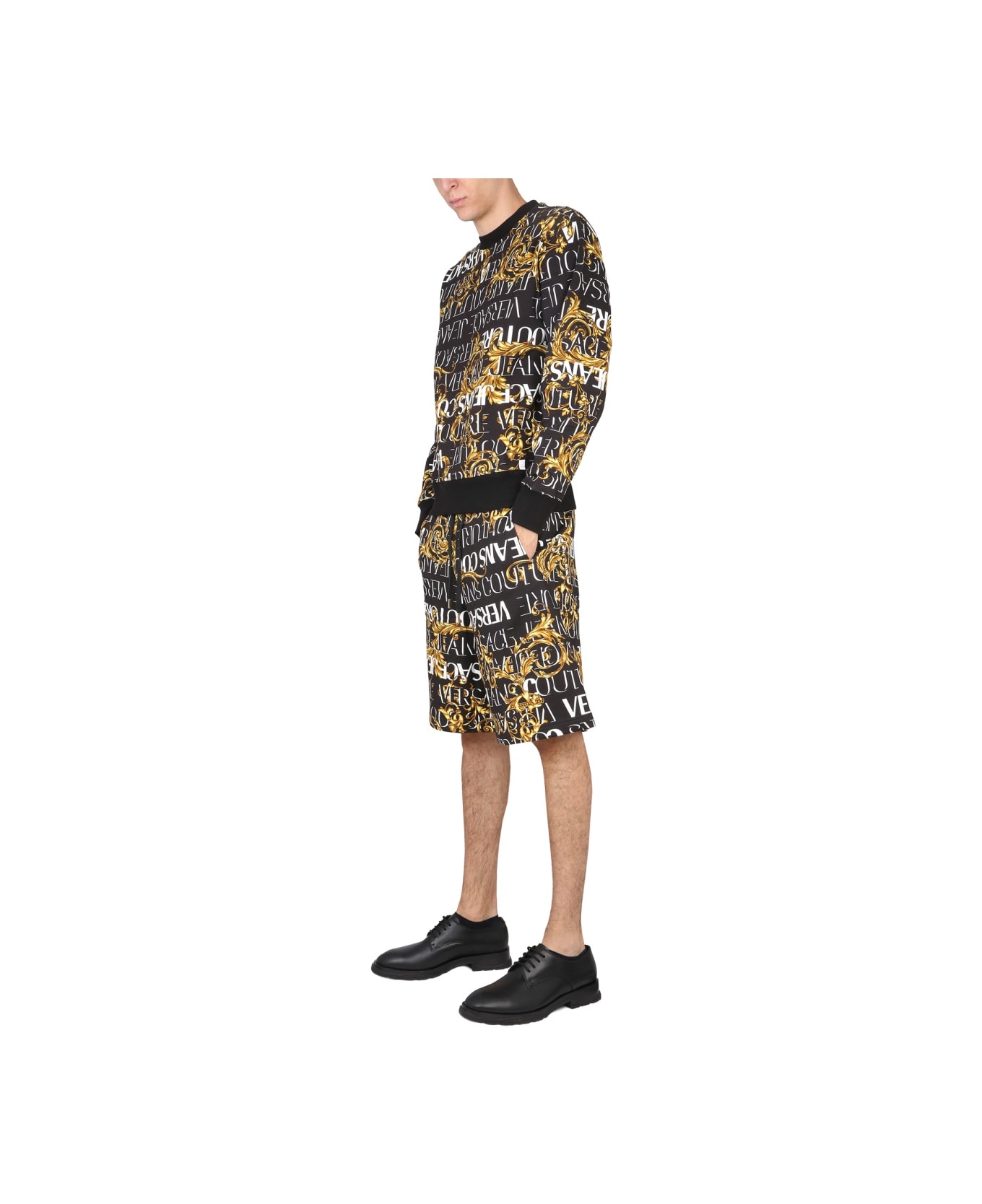 Versace Jeans Couture Bermuda Shorts With Garland Print - BLACK